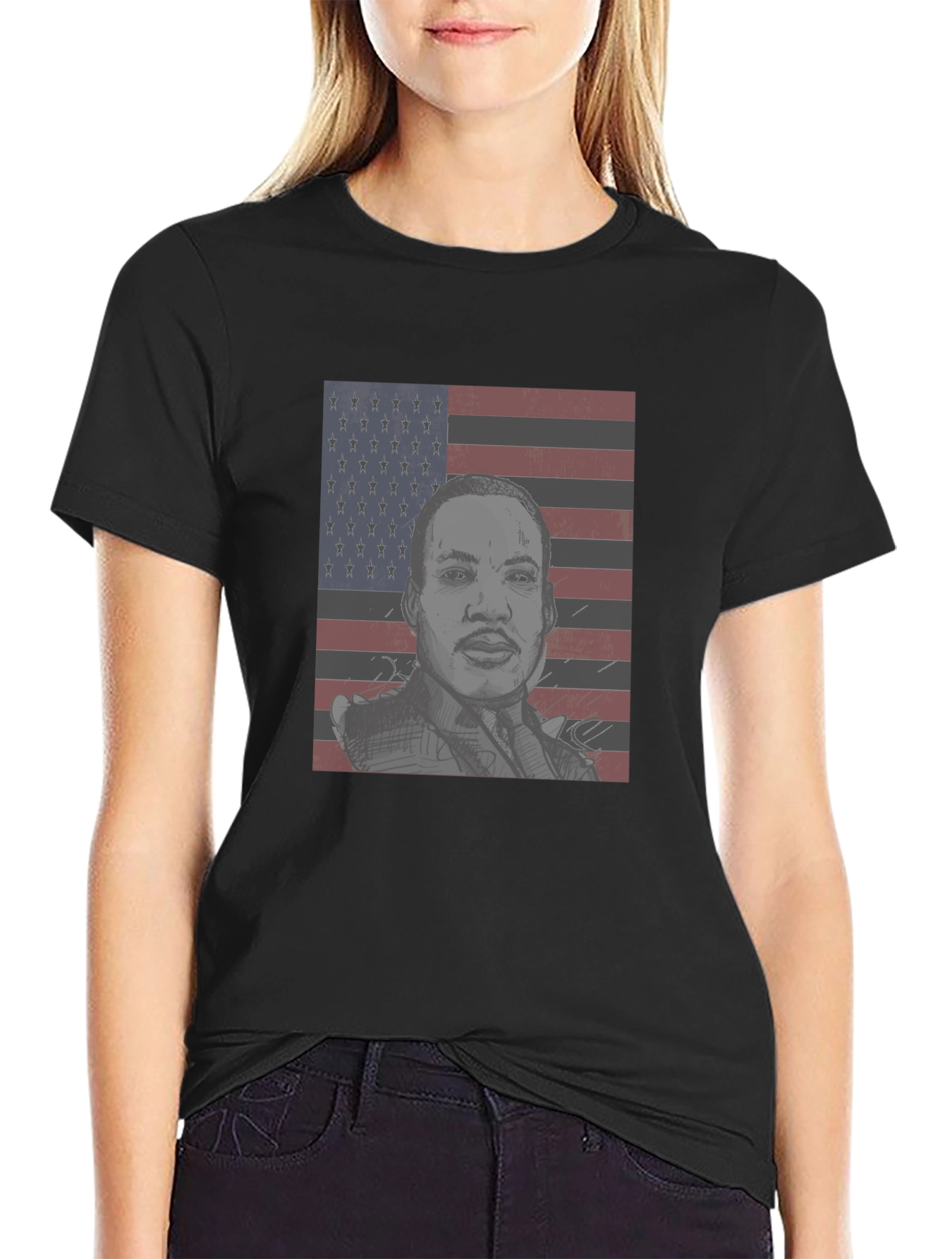 MLK American Flag Graphic Tee - Black