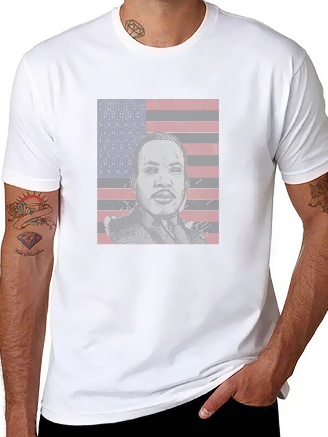 MLK American Flag Graphic Tee - Black