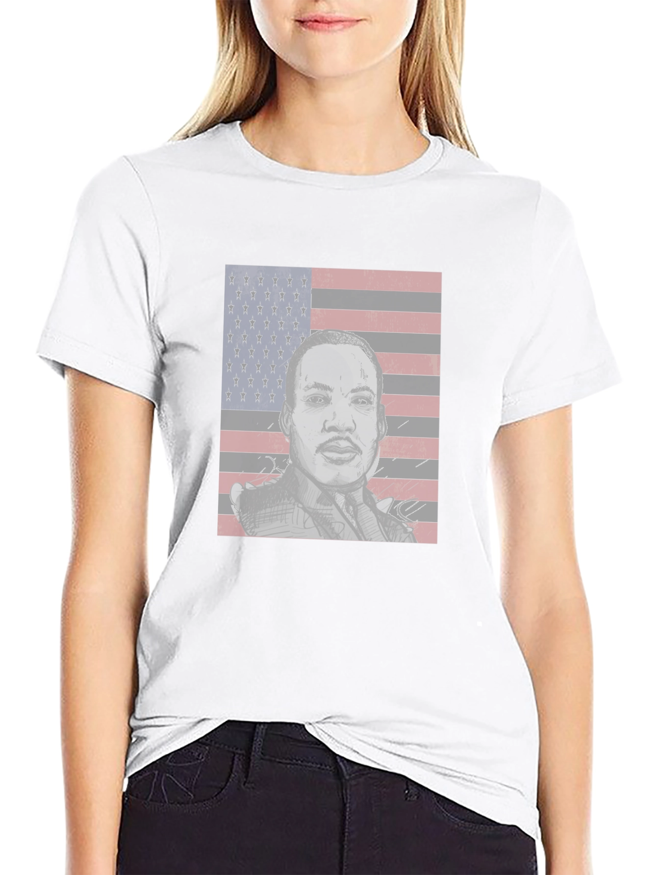 MLK American Flag Graphic Tee - Black