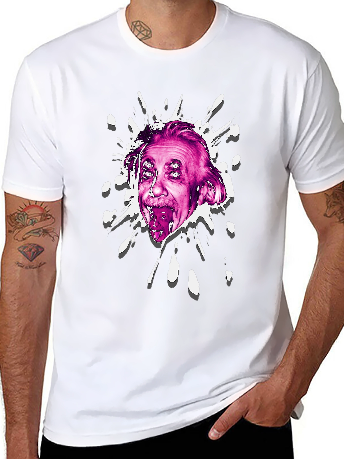 Einstein Glitch Graphic Black T-Shirt