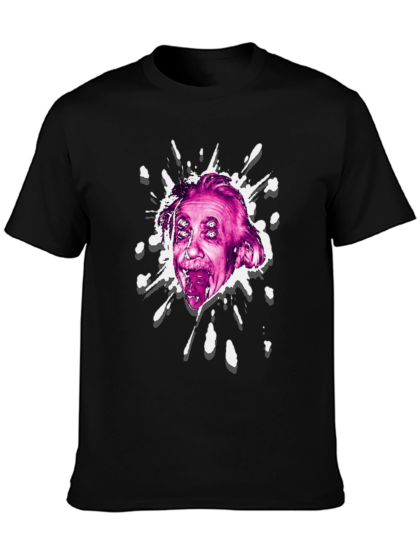 Einstein Glitch Graphic Black T-Shirt