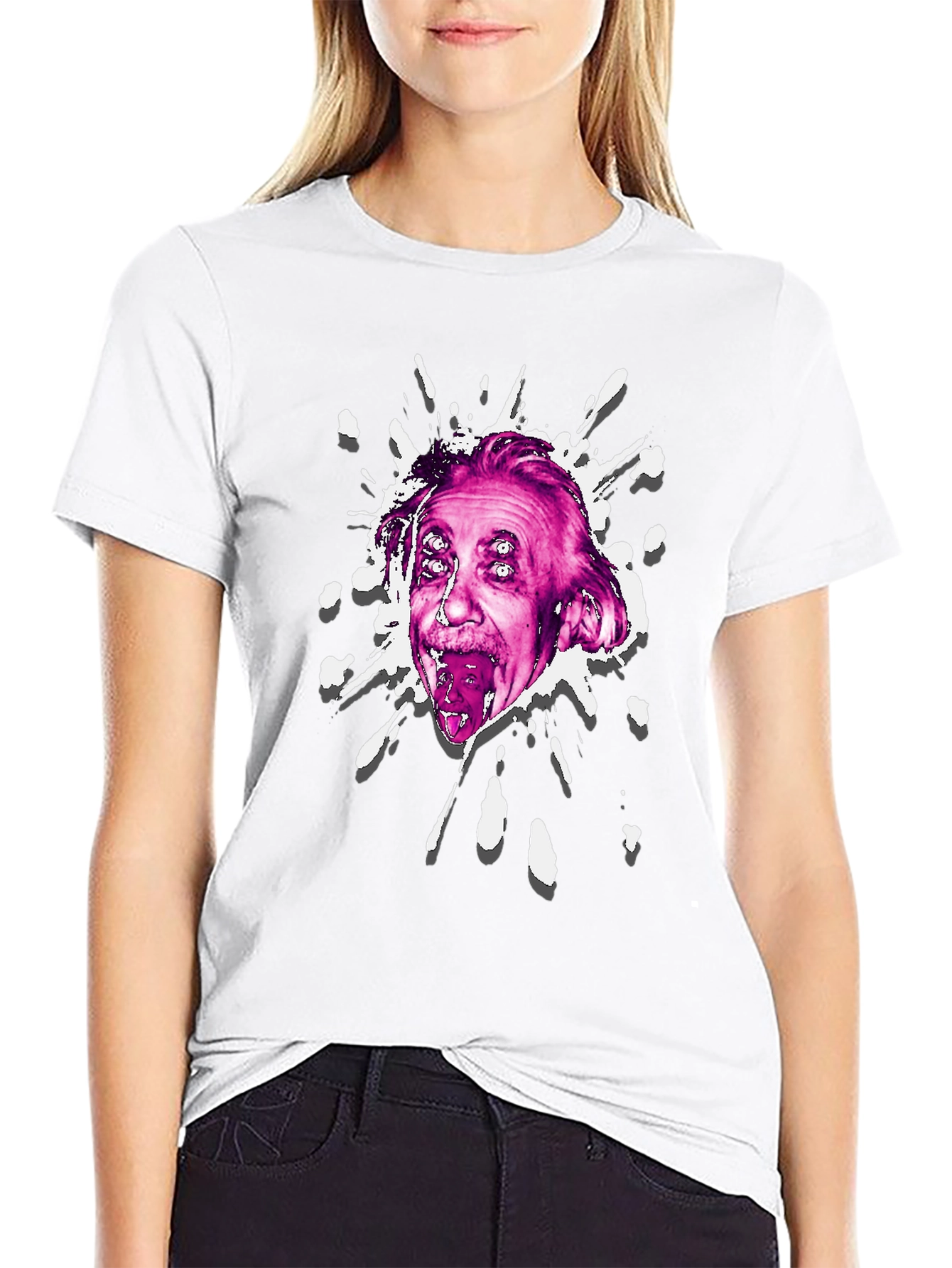 Einstein Glitch Graphic Black T-Shirt