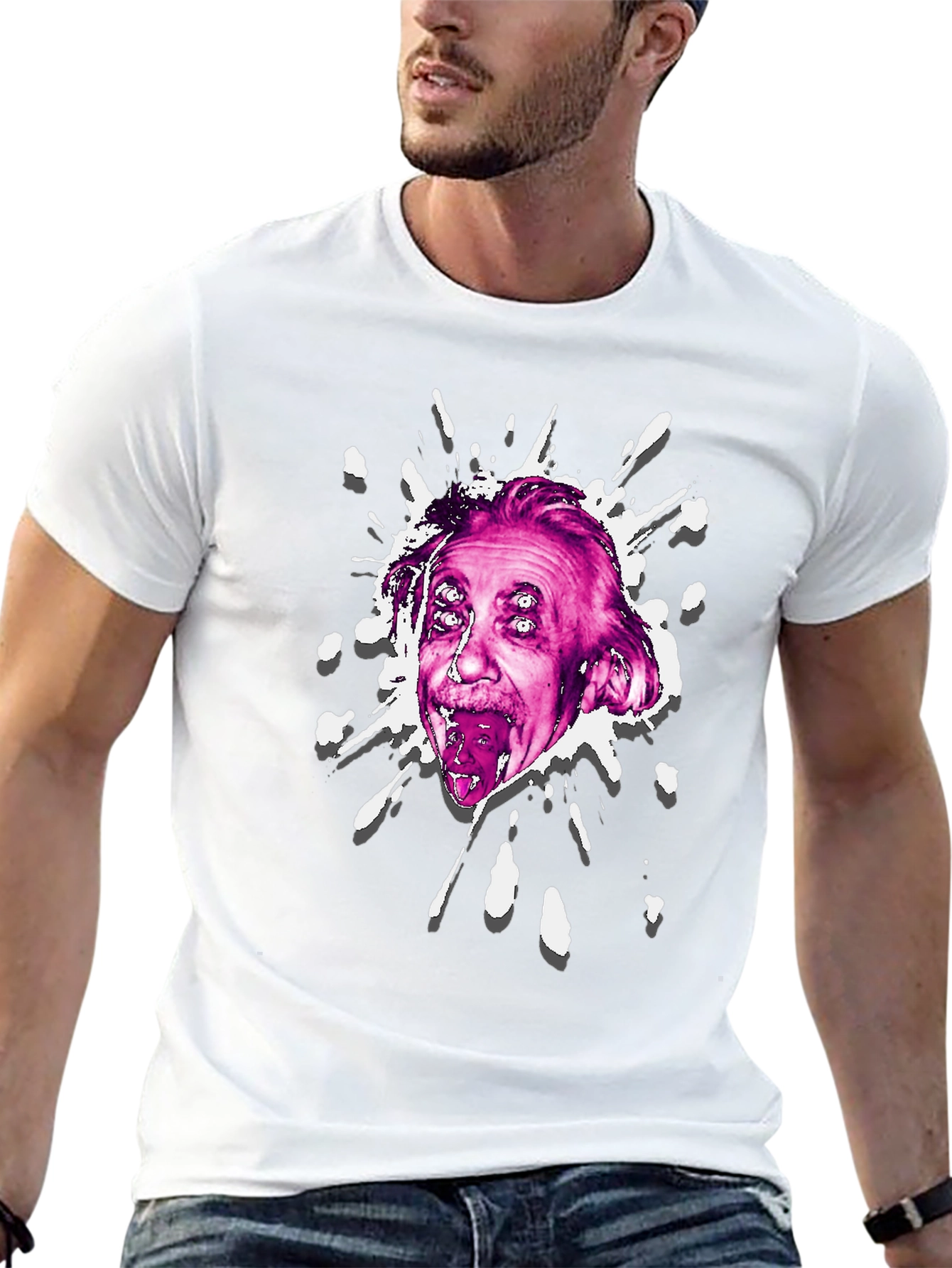 Einstein Glitch Graphic Black T-Shirt