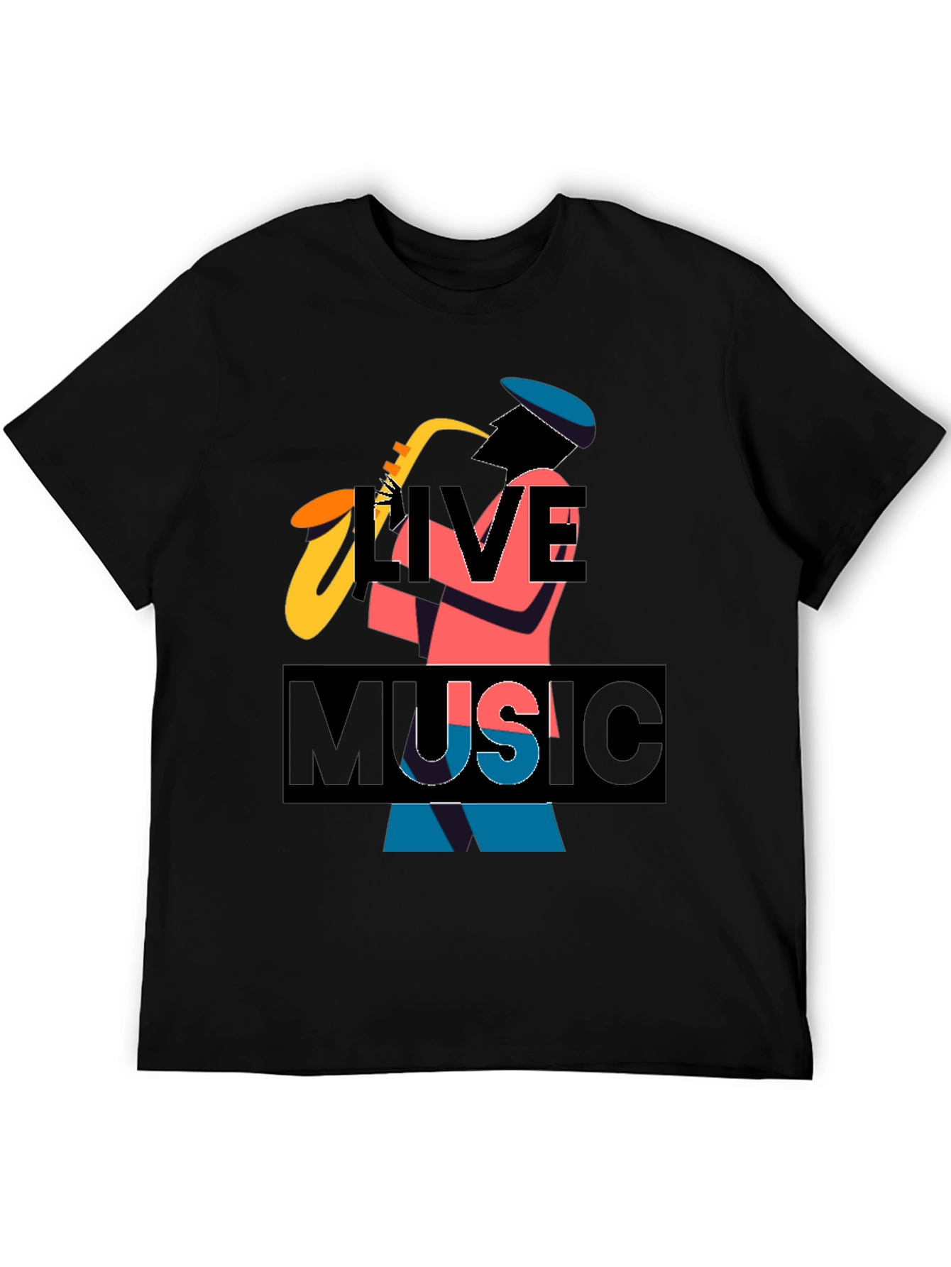 Live Music Graphic Tee - Black Cotton T-Shirt
