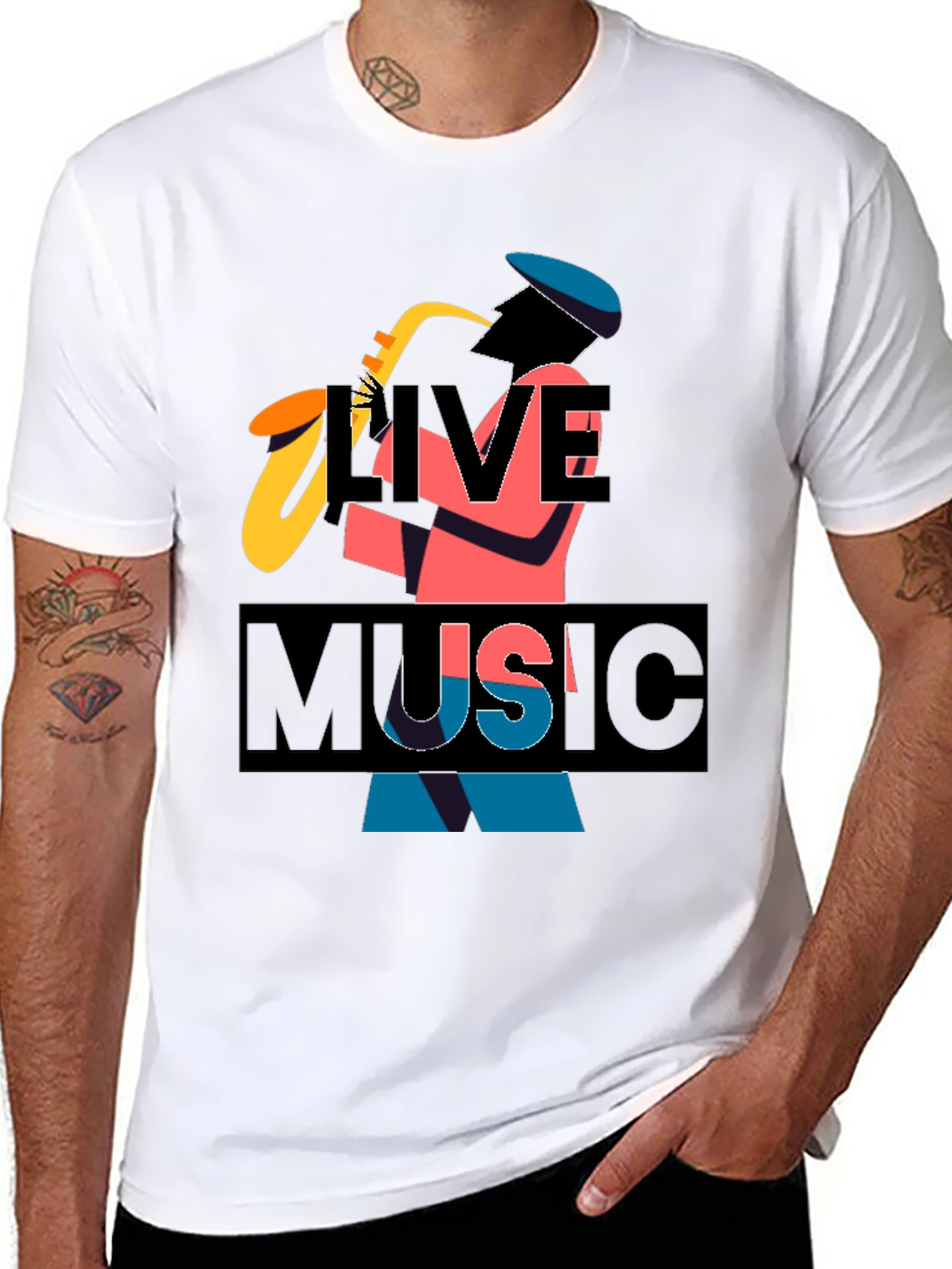Live Music Graphic Tee - Black Cotton T-Shirt