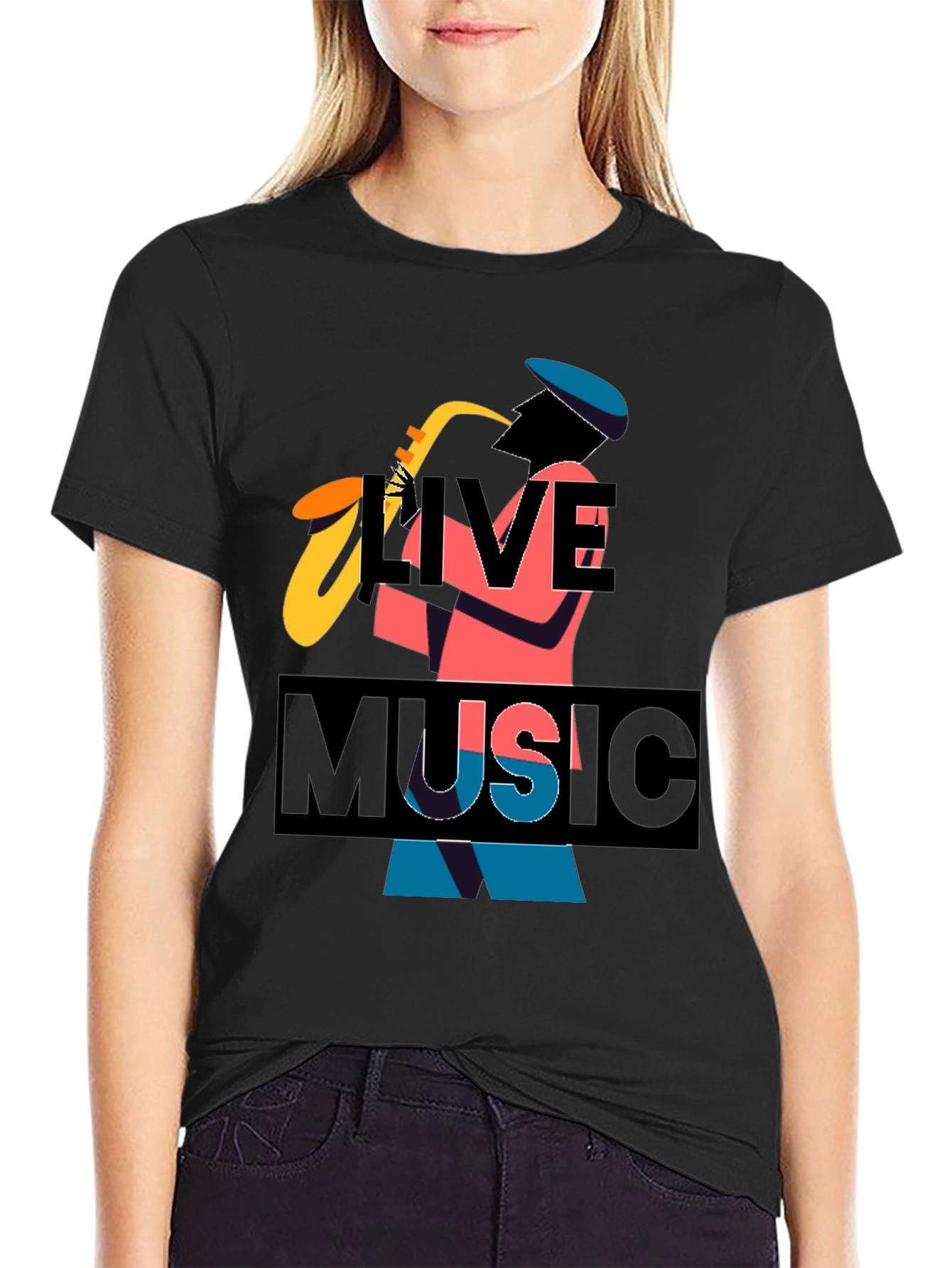 Live Music Graphic Tee - Black Cotton T-Shirt