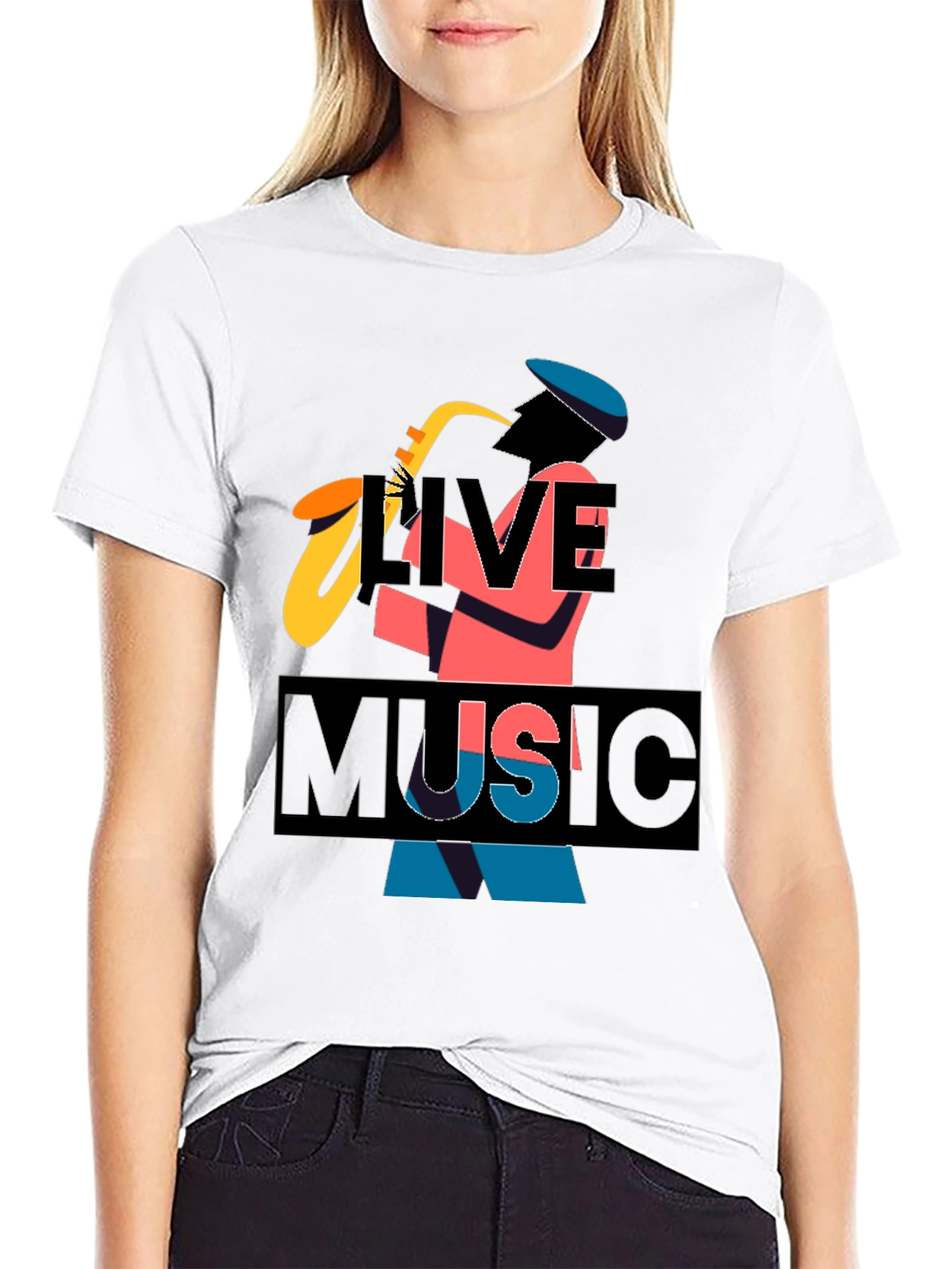 Live Music Graphic Tee - Black Cotton T-Shirt
