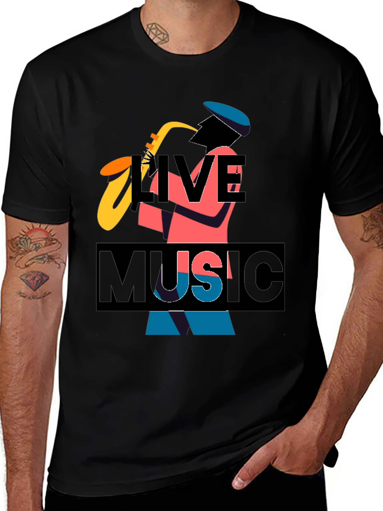 Live Music Graphic Tee - Black Cotton T-Shirt