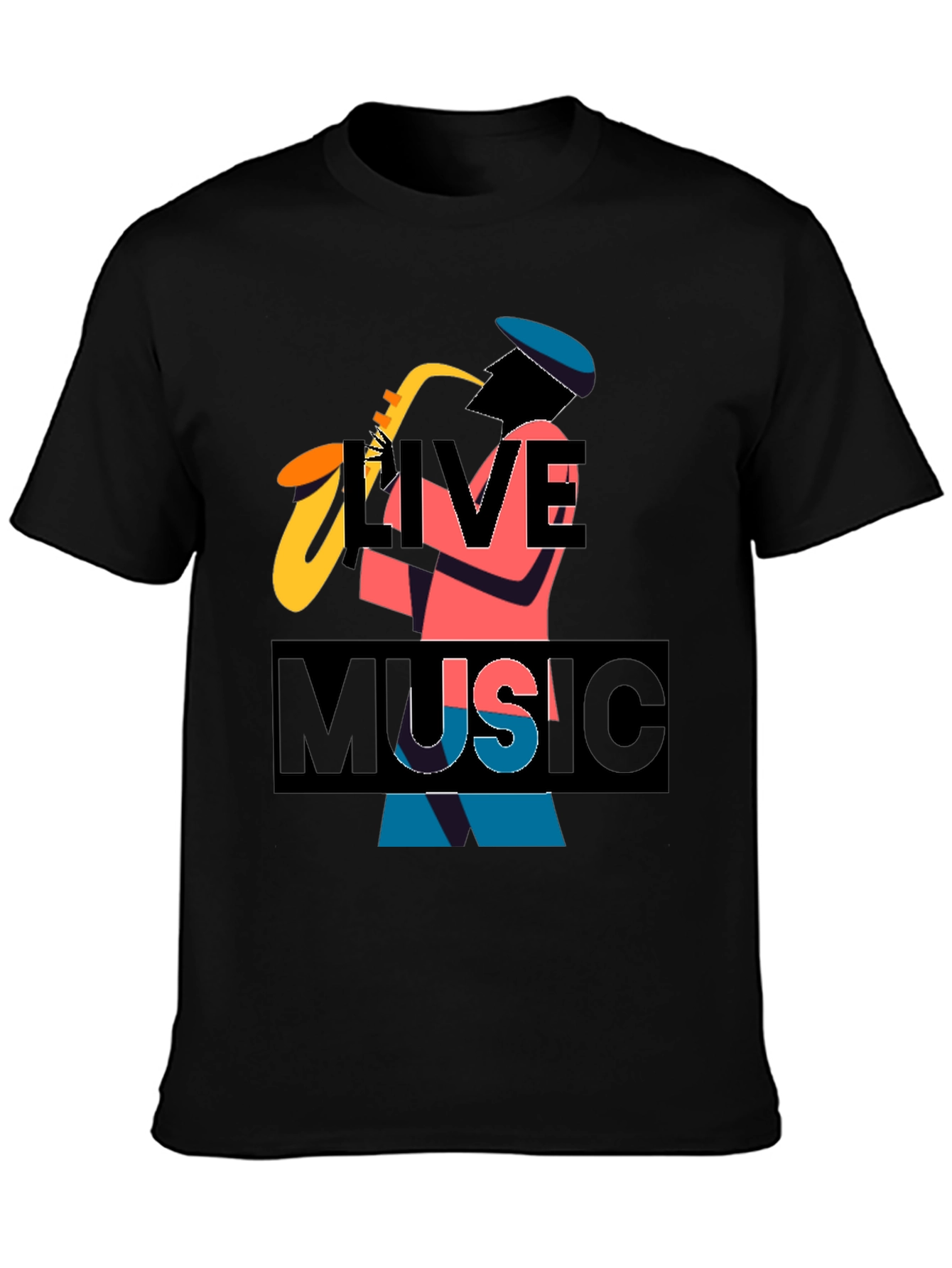 Live Music Graphic Tee - Black Cotton T-Shirt