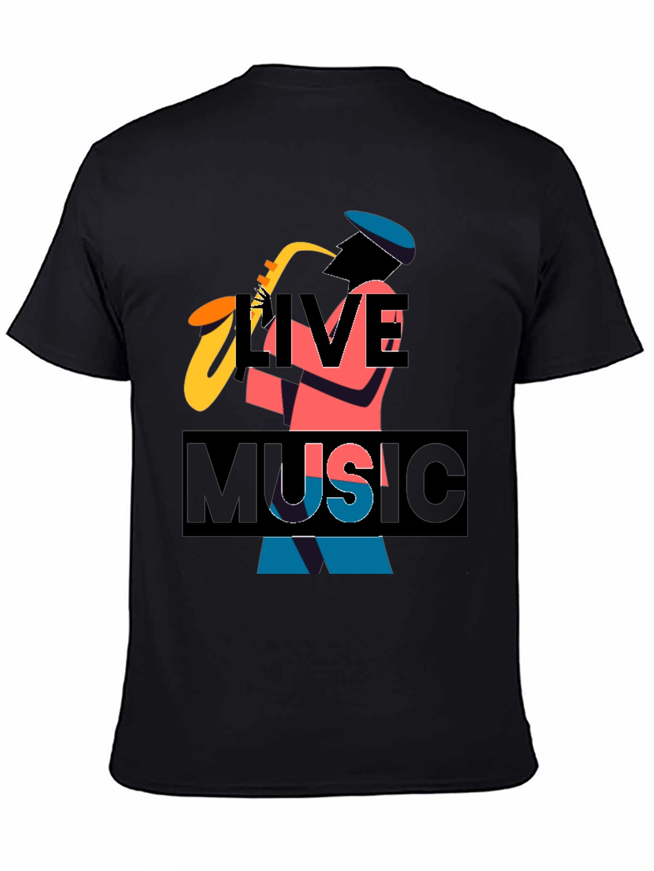 Live Music Graphic Tee - Black Cotton T-Shirt