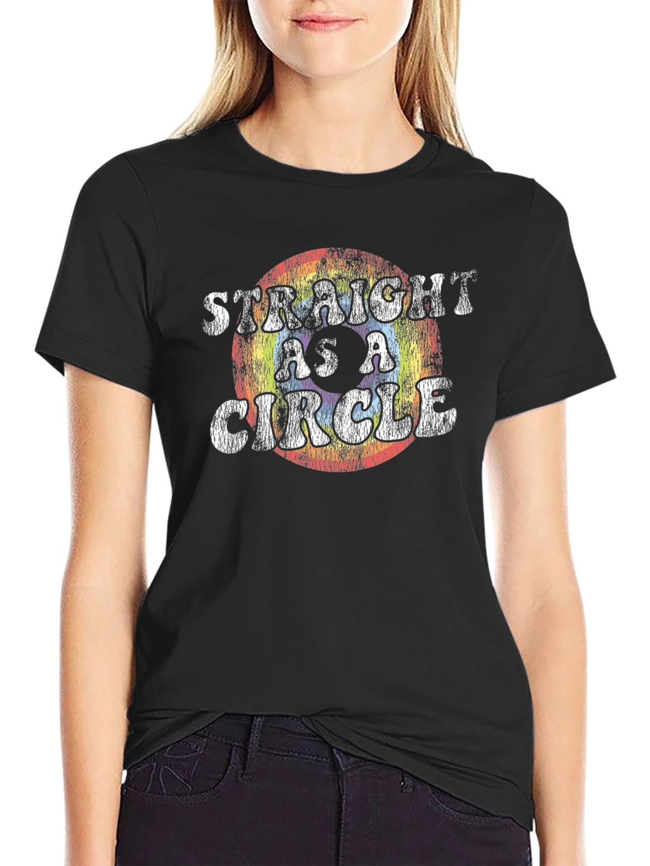 Straight as a Circle Graphic Tee - Black