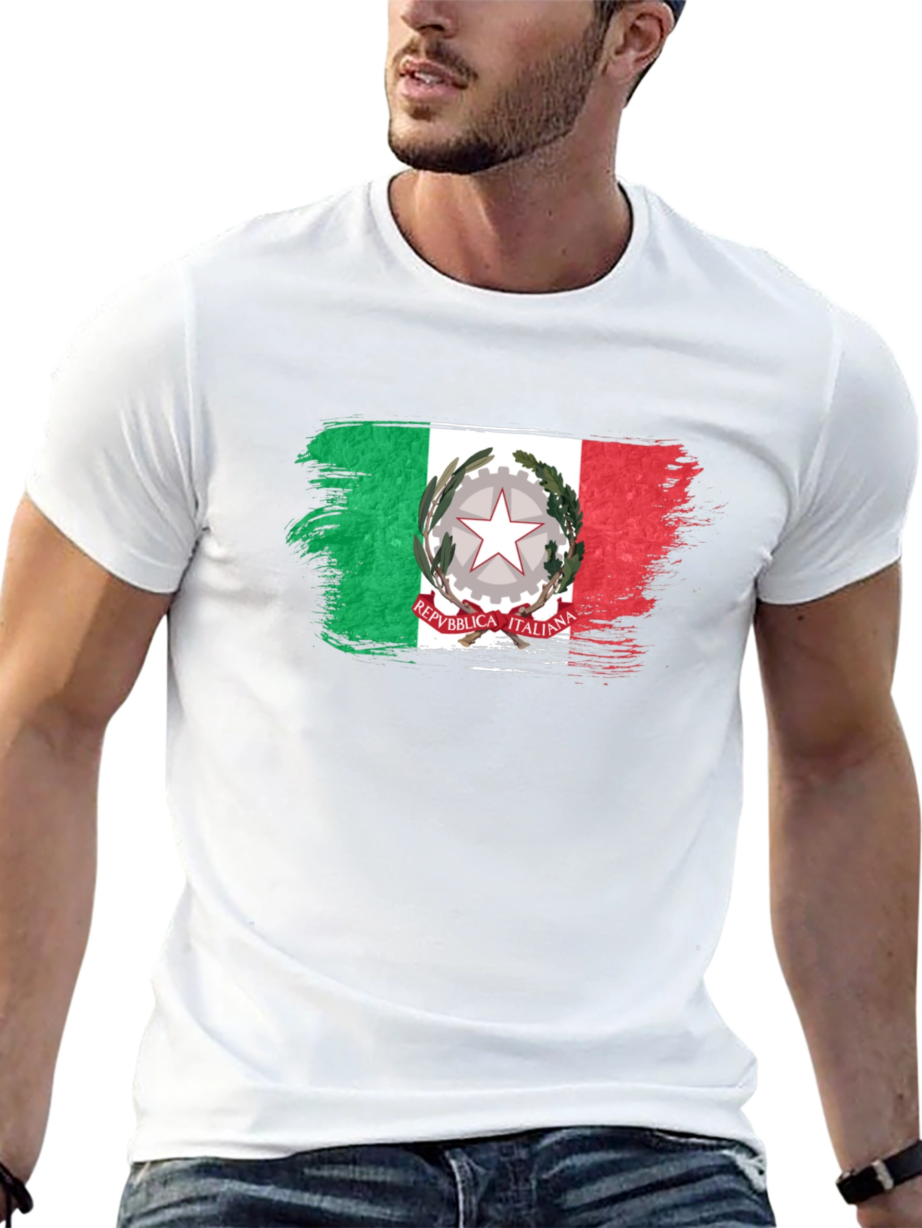 Italian Flag Brushstroke Black T-Shirt