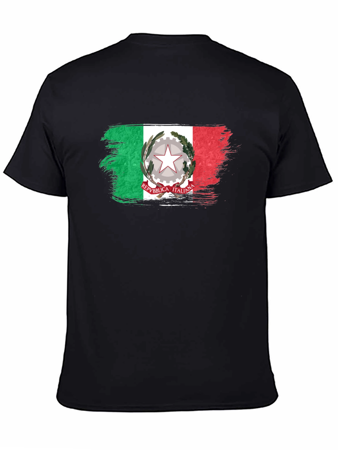 Italian Flag Brushstroke Black T-Shirt