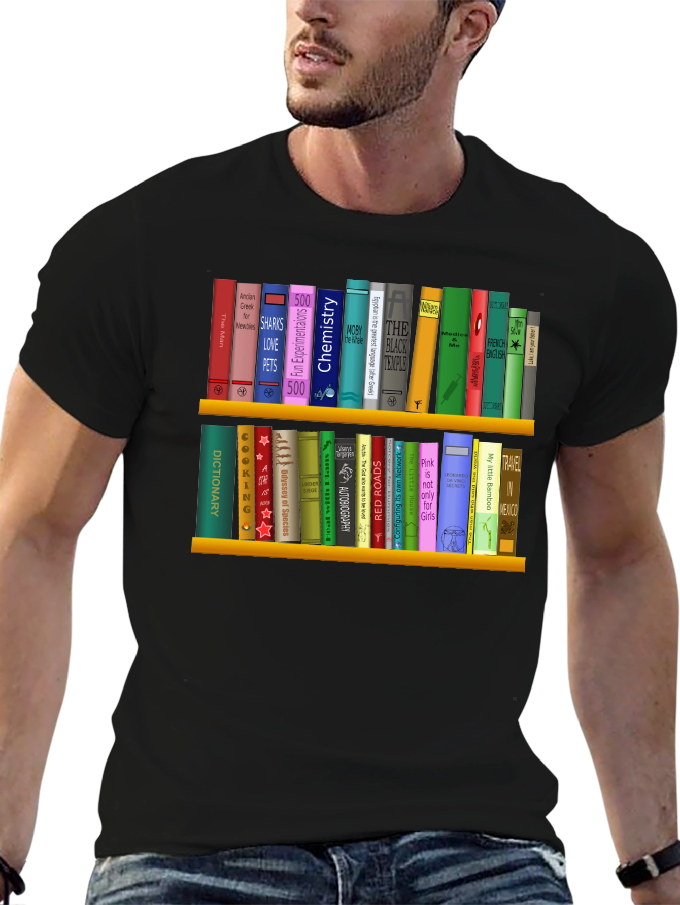 Book Lover T-Shirt | Shelf of Books Design