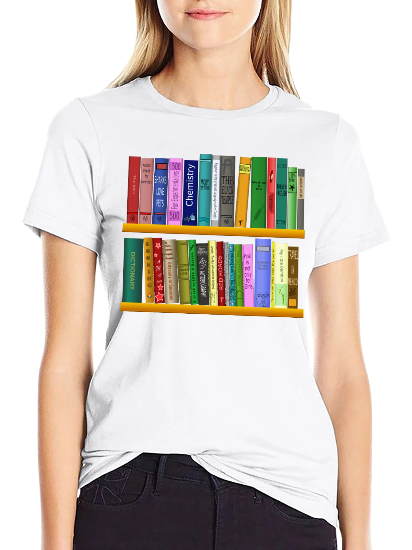 Book Lover T-Shirt | Shelf of Books Design