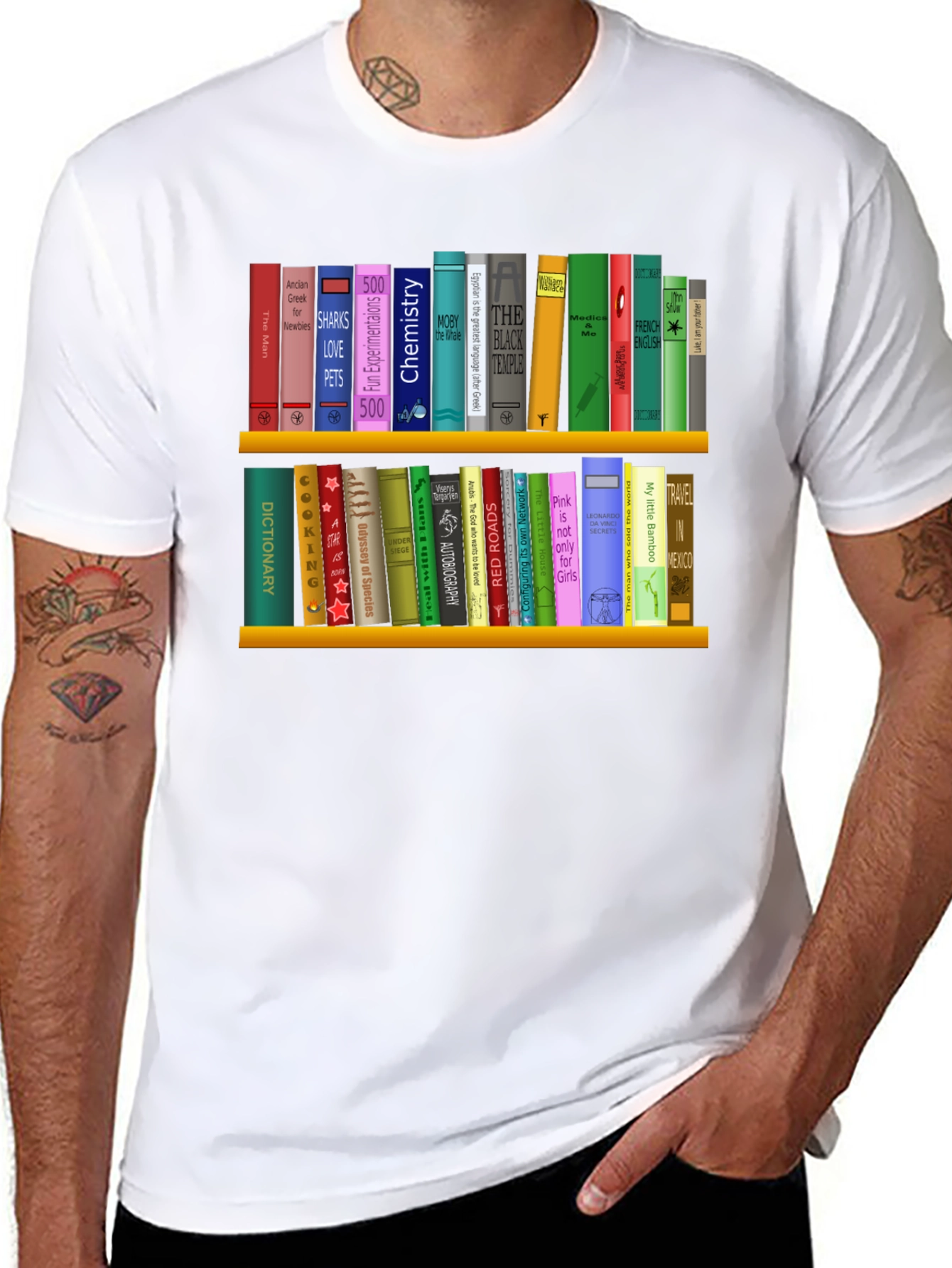 Book Lover T-Shirt | Shelf of Books Design