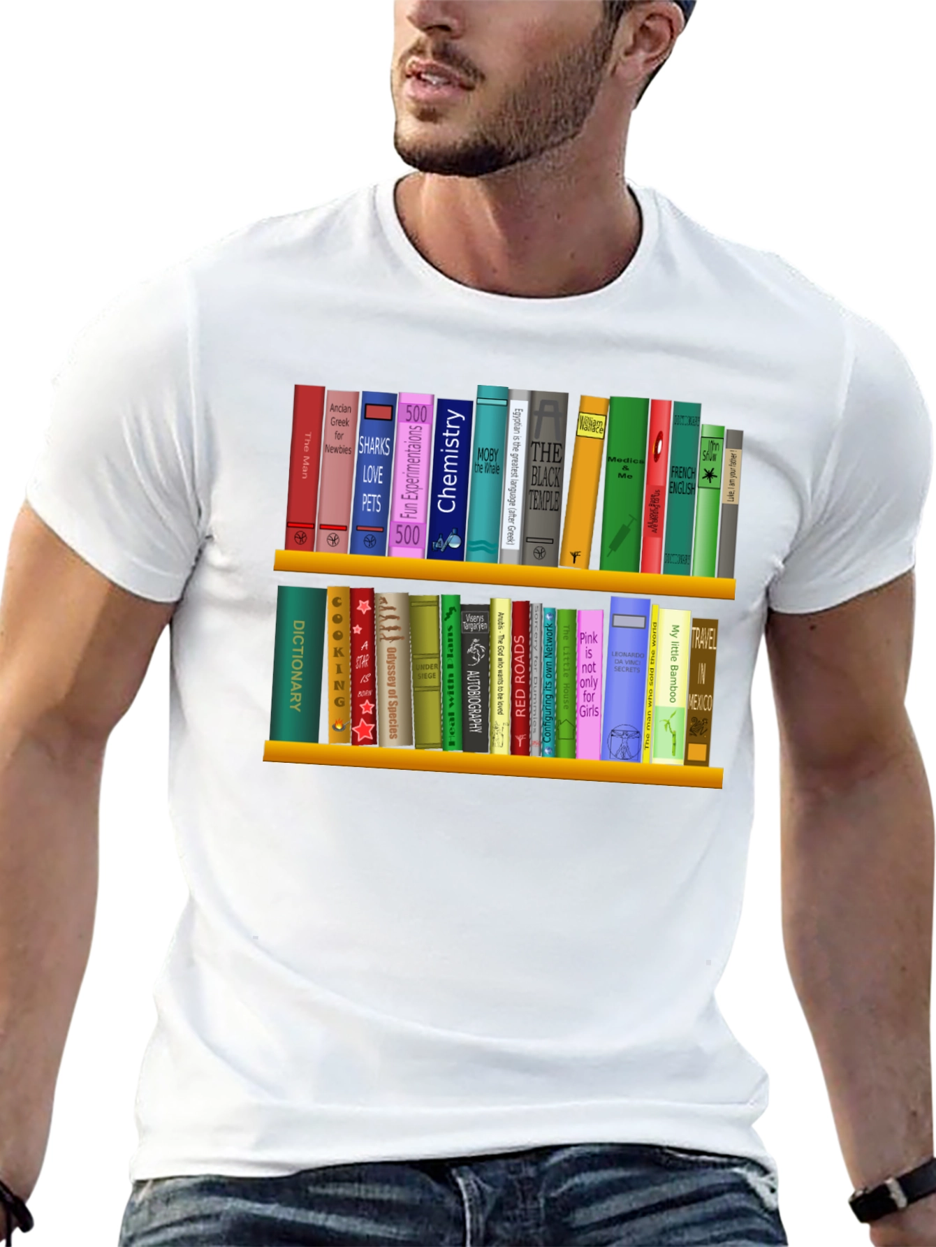 Book Lover T-Shirt | Shelf of Books Design