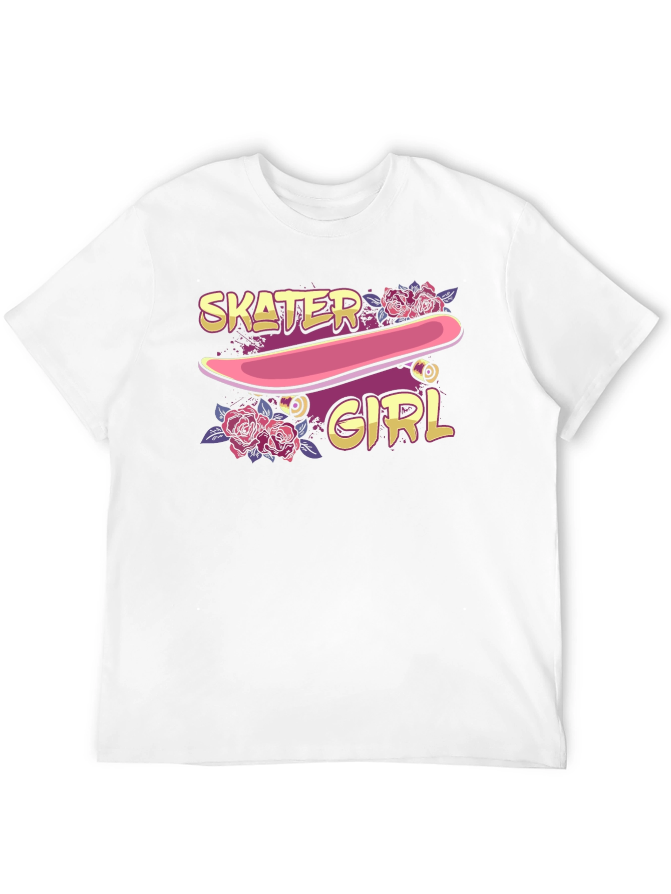 Skater Girl Graphic T-Shirt - Black Crew Neck Tee