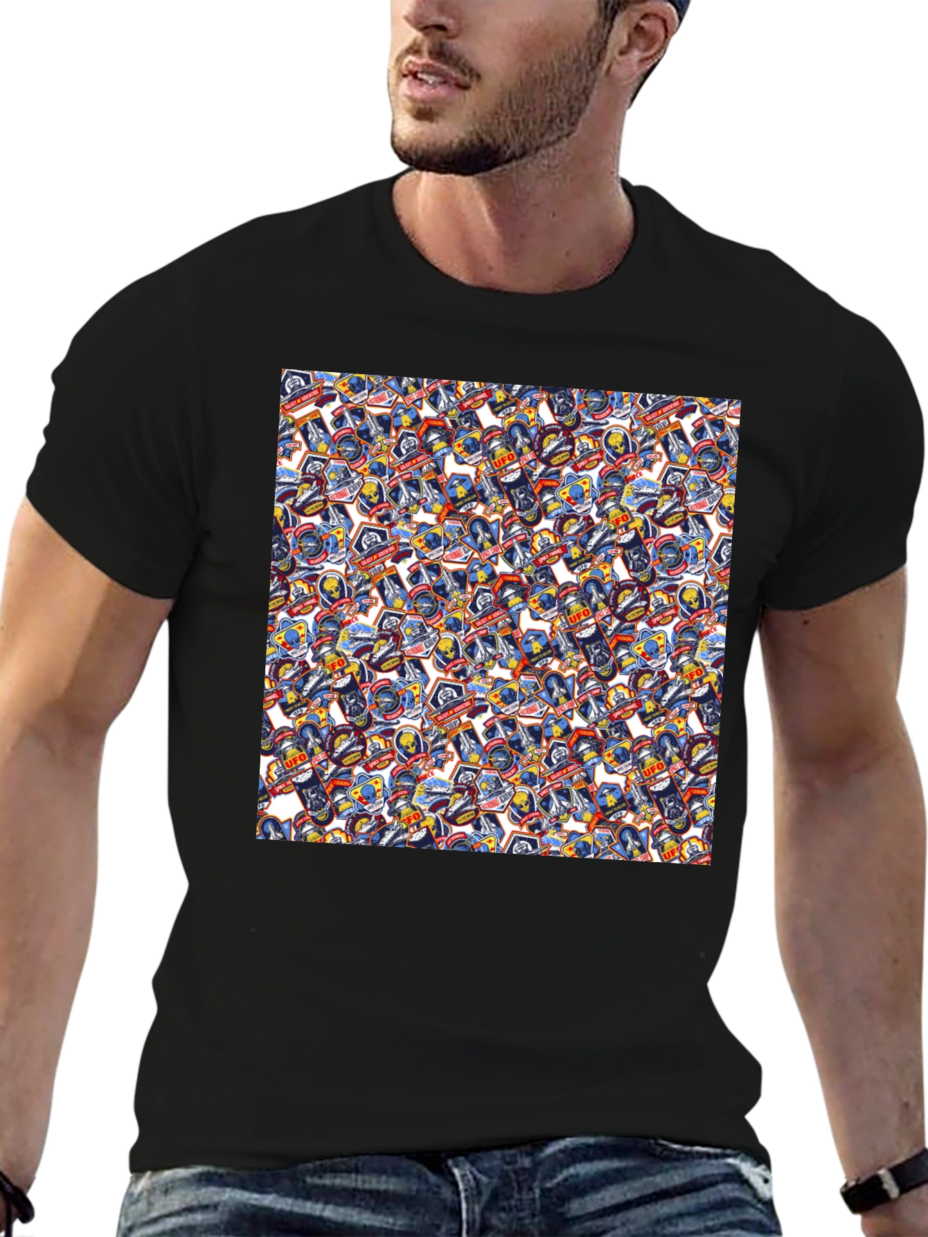 UFO Space Patch Black T-Shirt