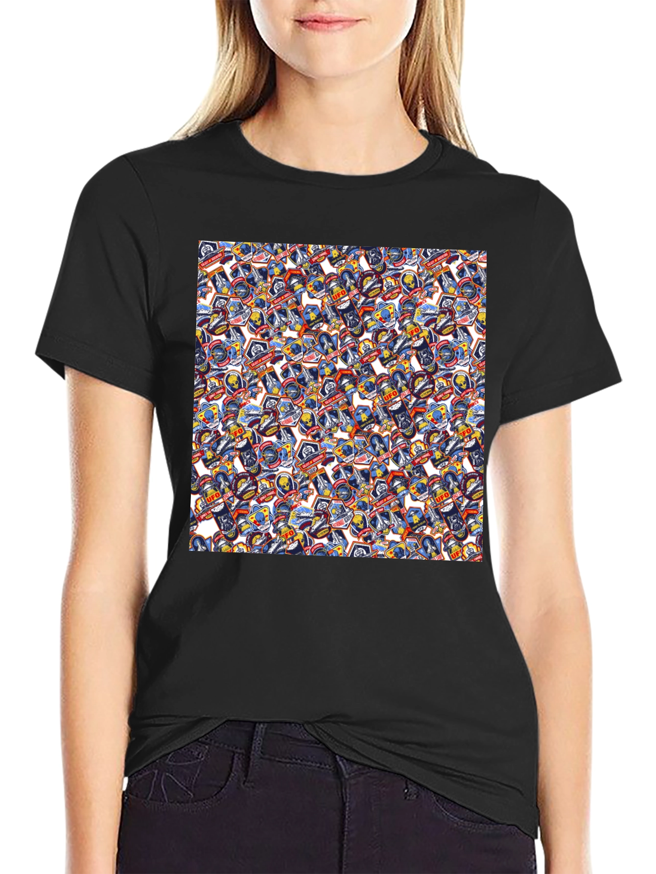 UFO Space Patch Black T-Shirt