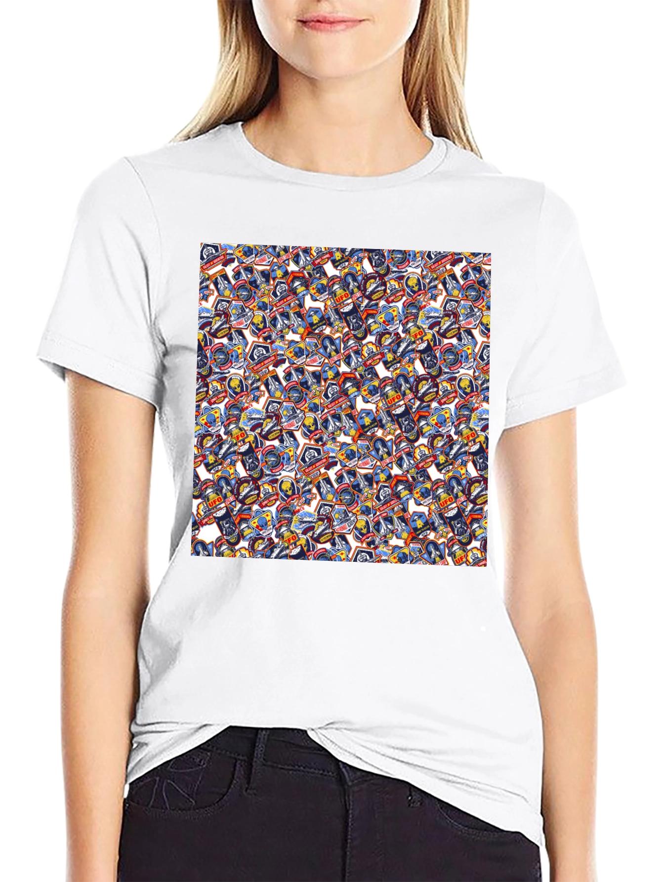 UFO Space Patch Black T-Shirt