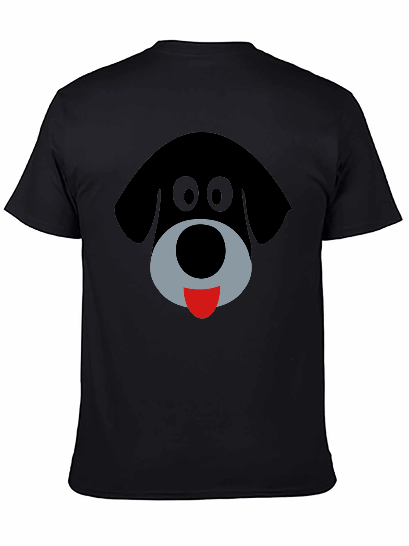 Cartoon Dog Face Black Graphic T-Shirt