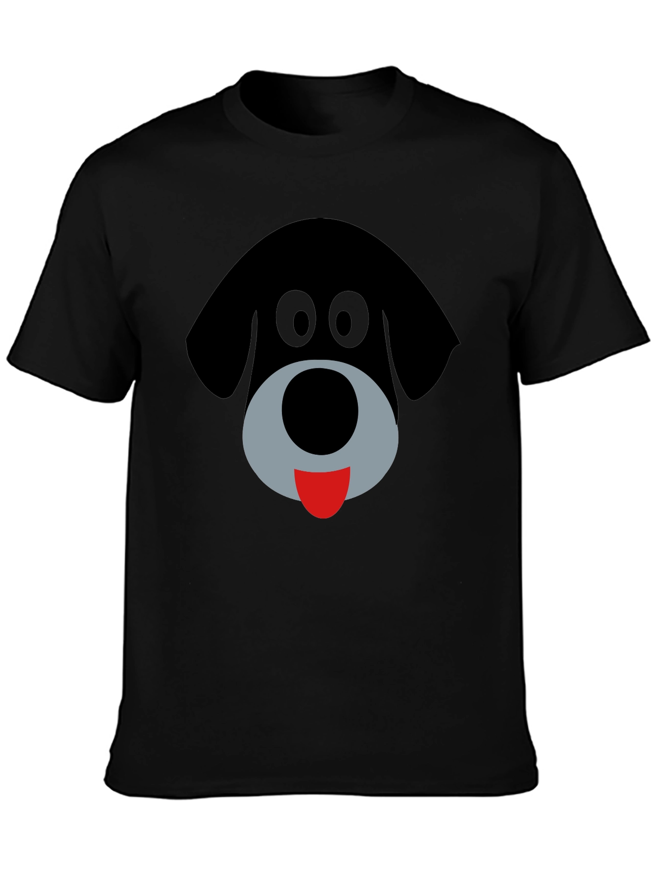Cartoon Dog Face Black Graphic T-Shirt