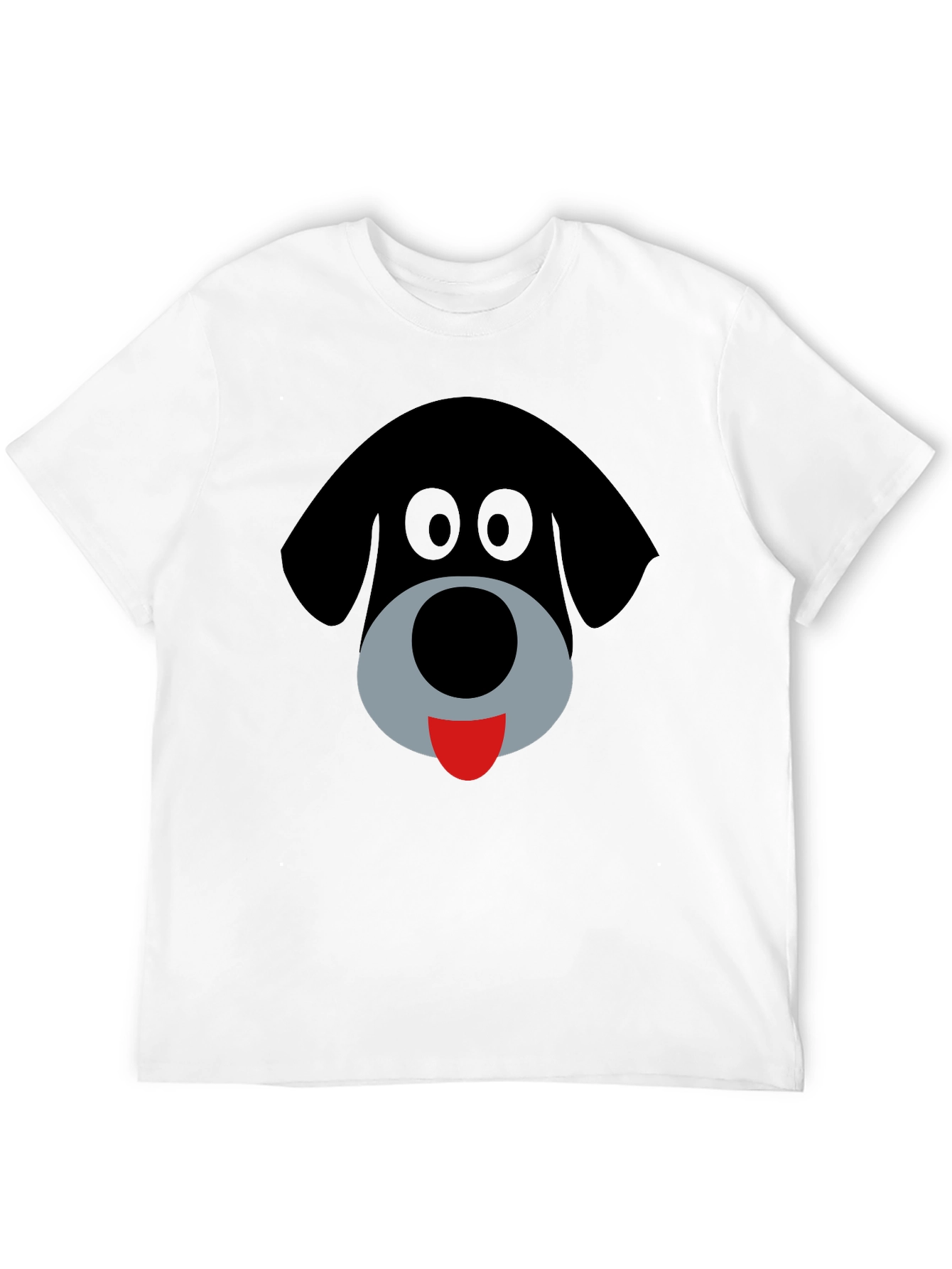 Cartoon Dog Face Black Graphic T-Shirt