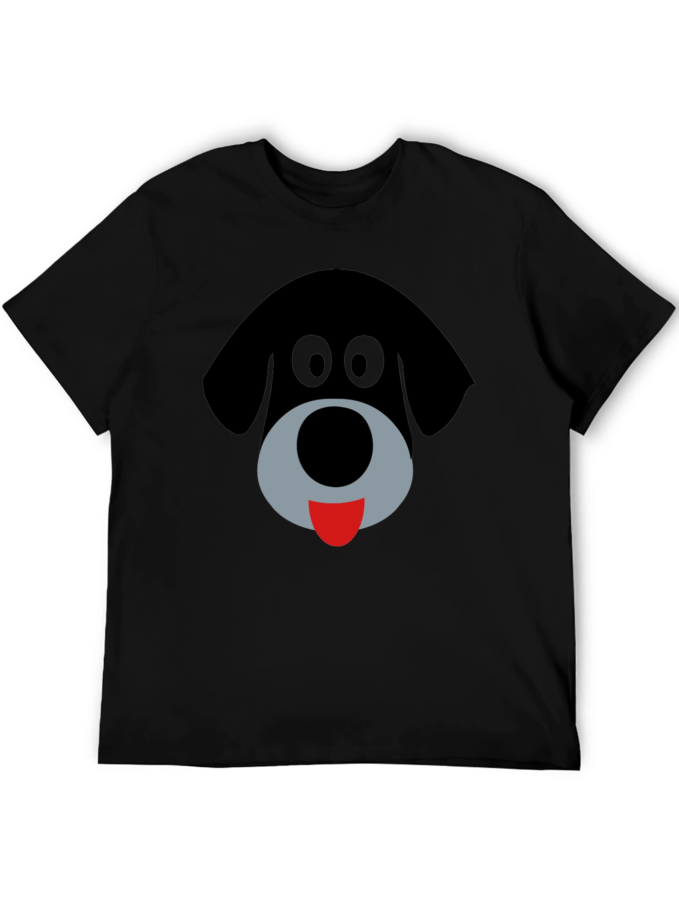 Cartoon Dog Face Black Graphic T-Shirt
