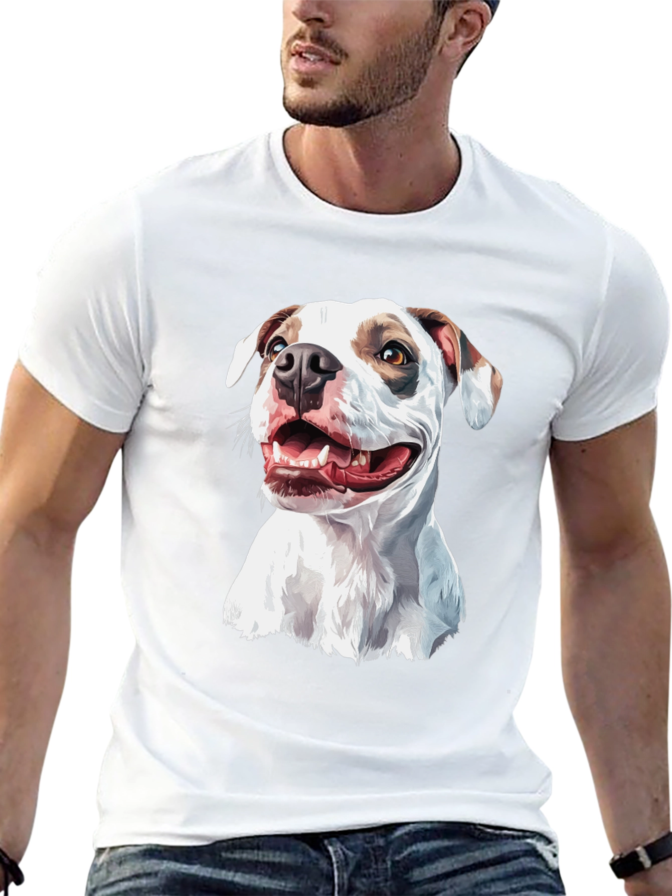 Dog Graphic Tee - Black Cotton Blend Casual Shirt