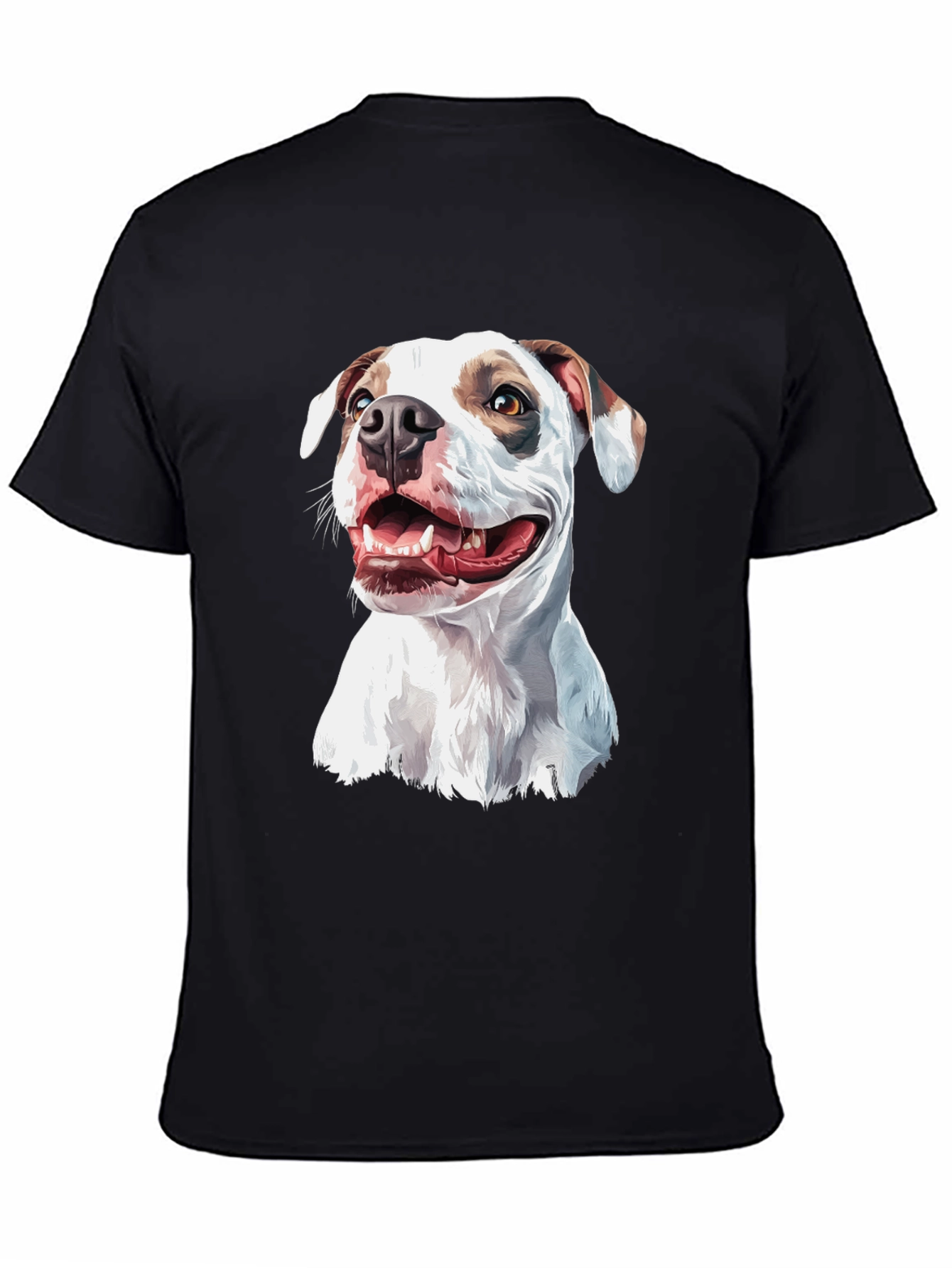 Dog Graphic Tee - Black Cotton Blend Casual Shirt