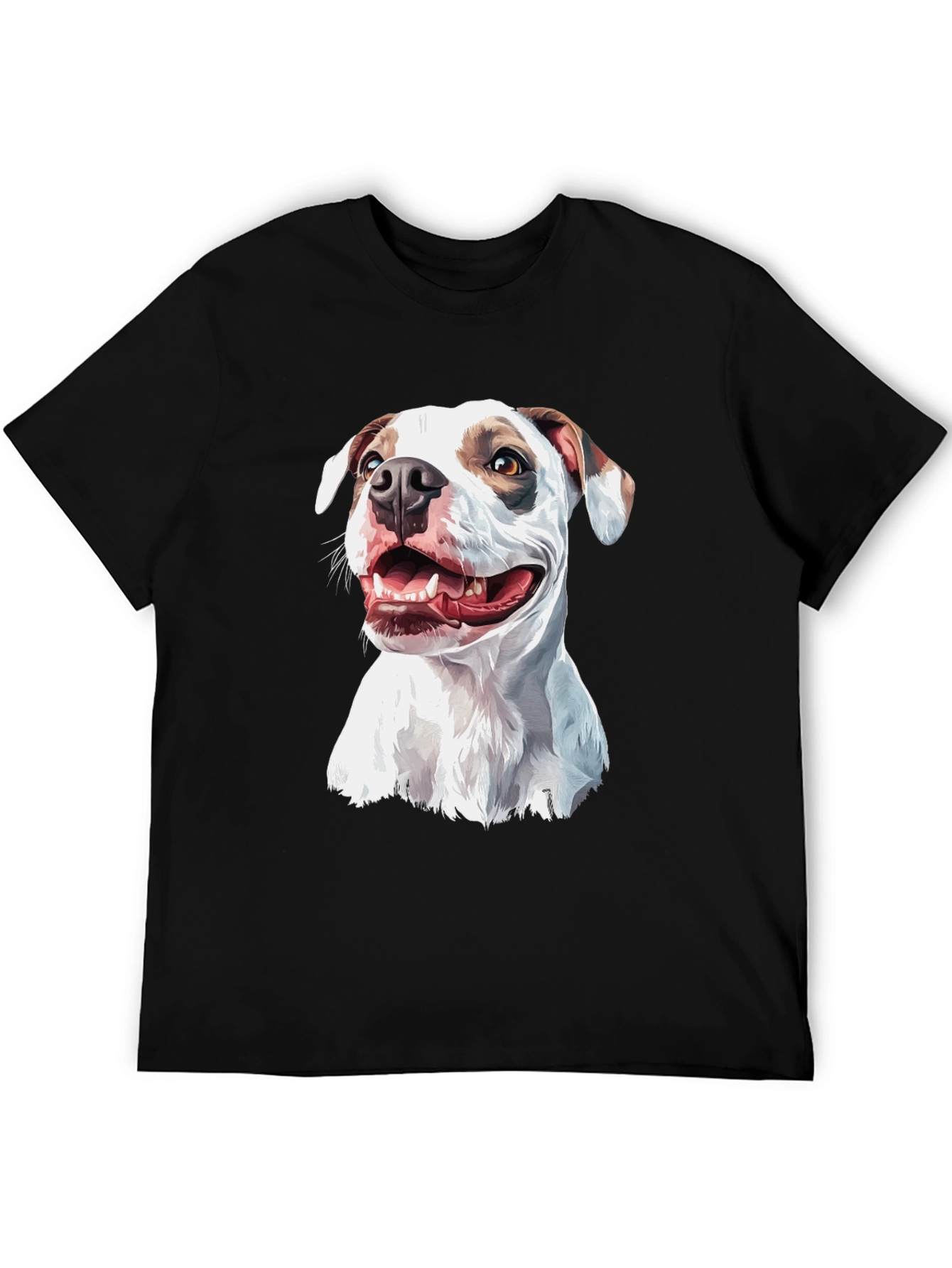 Dog Graphic Tee - Black Cotton Blend Casual Shirt