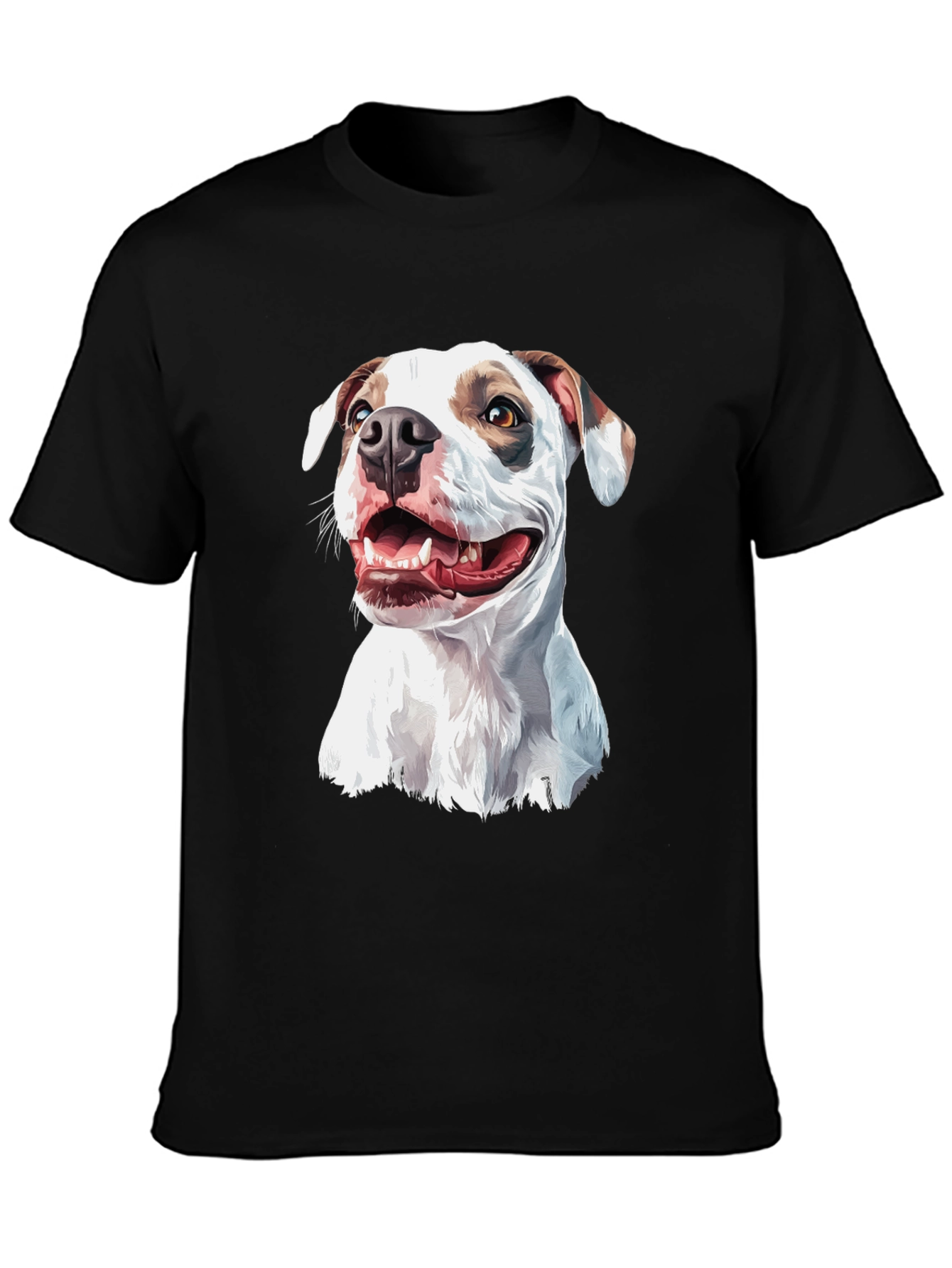 Dog Graphic Tee - Black Cotton Blend Casual Shirt