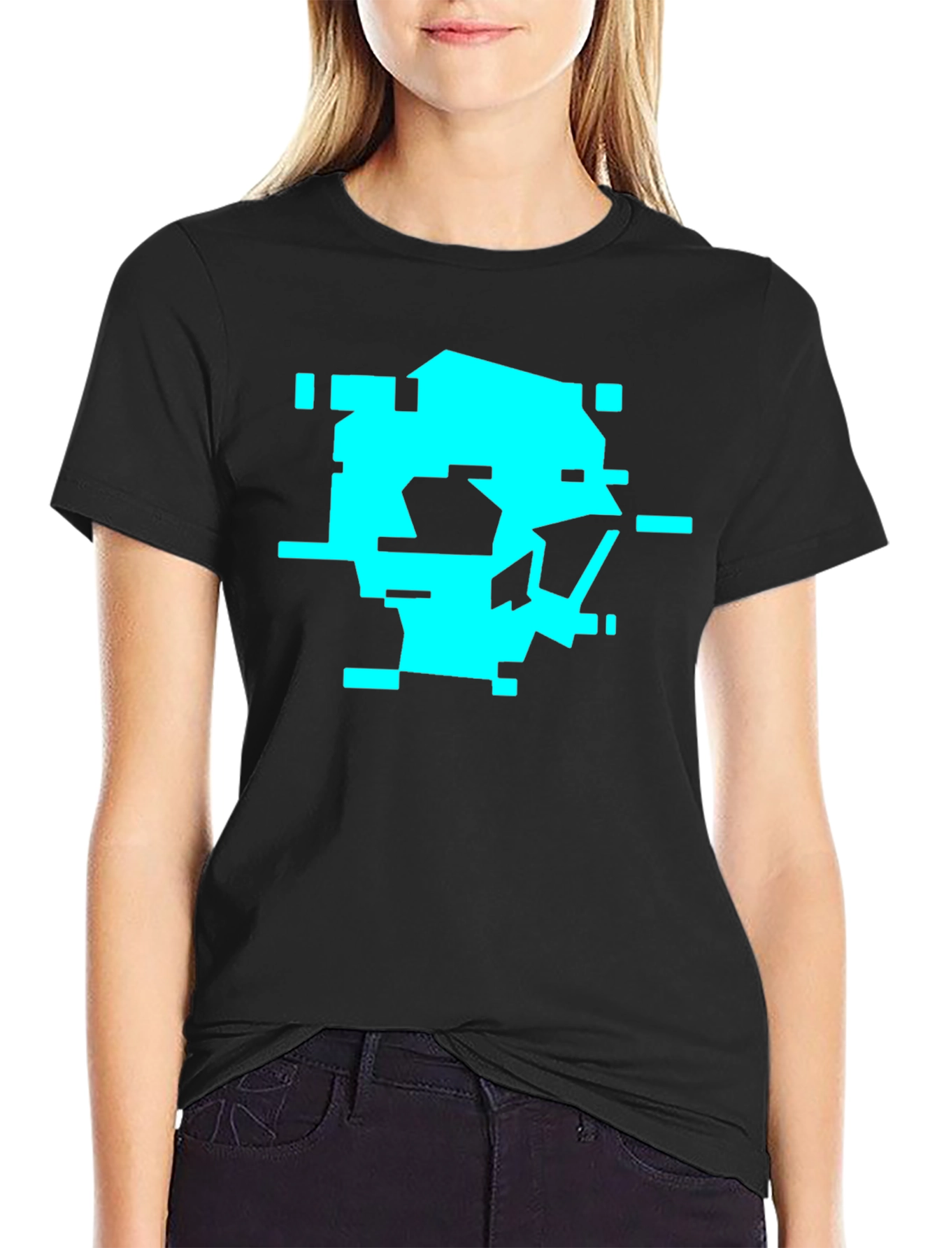 Pixel Glitch Graphic Tee - Black