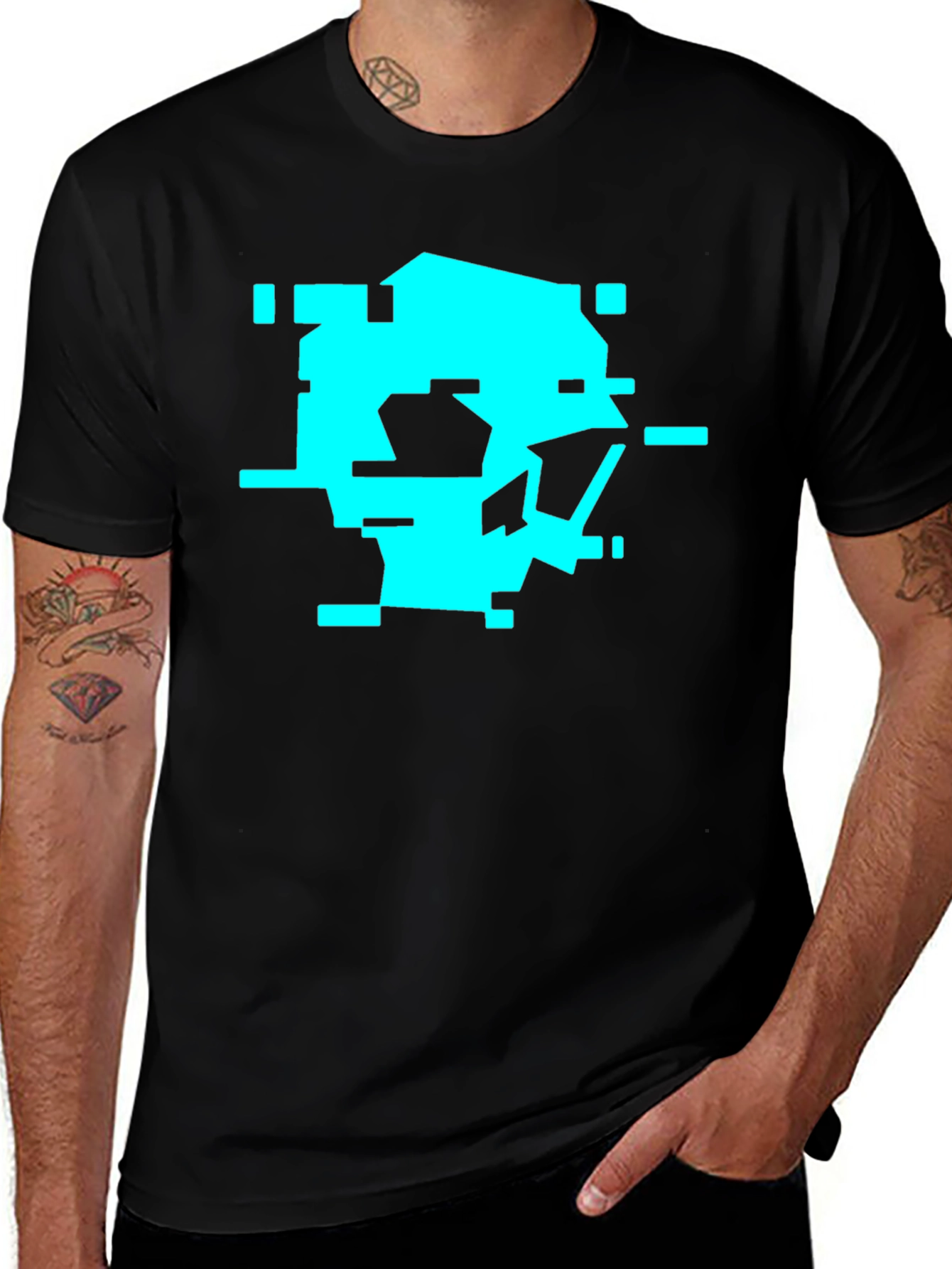 Pixel Glitch Graphic Tee - Black