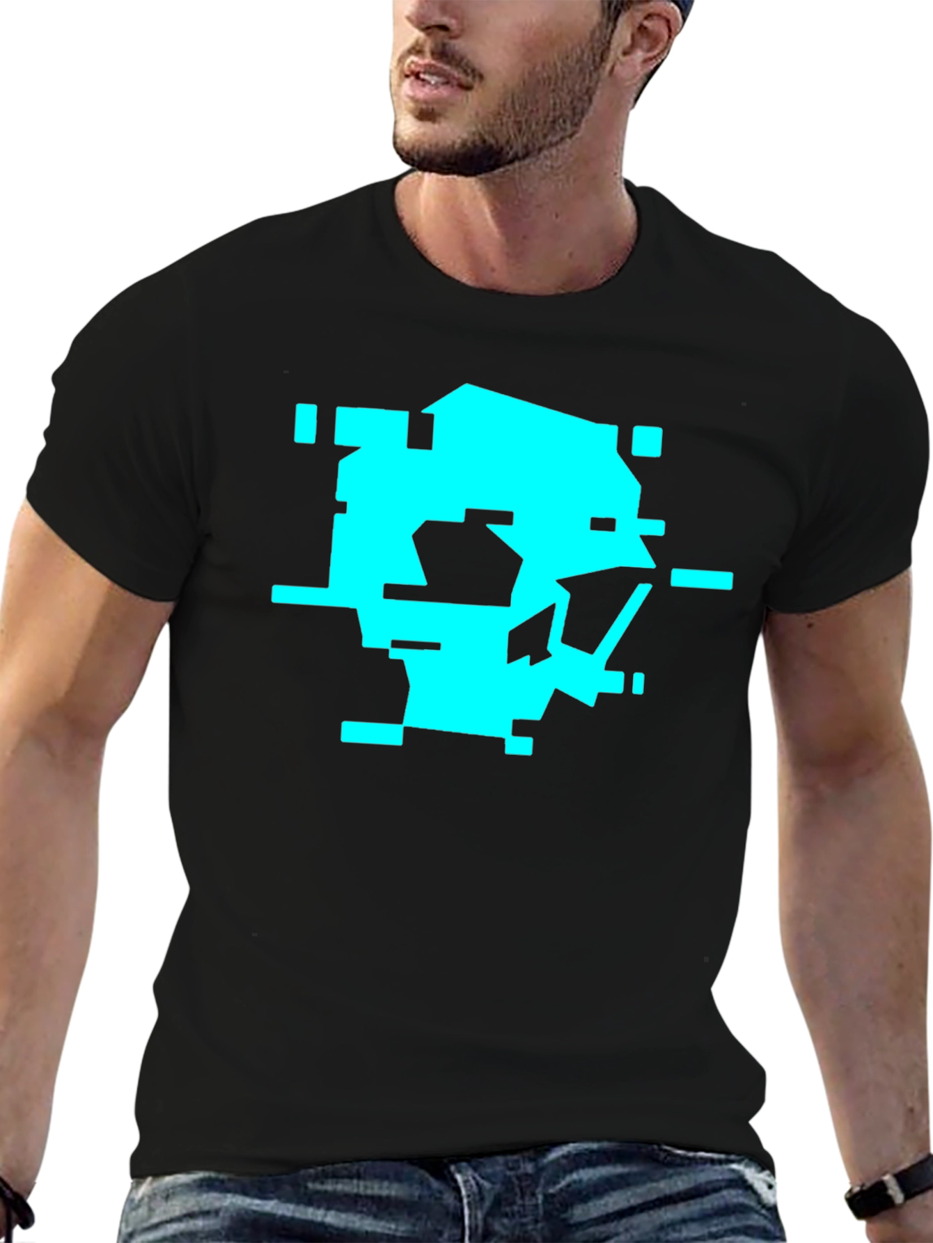 Pixel Glitch Graphic Tee - Black