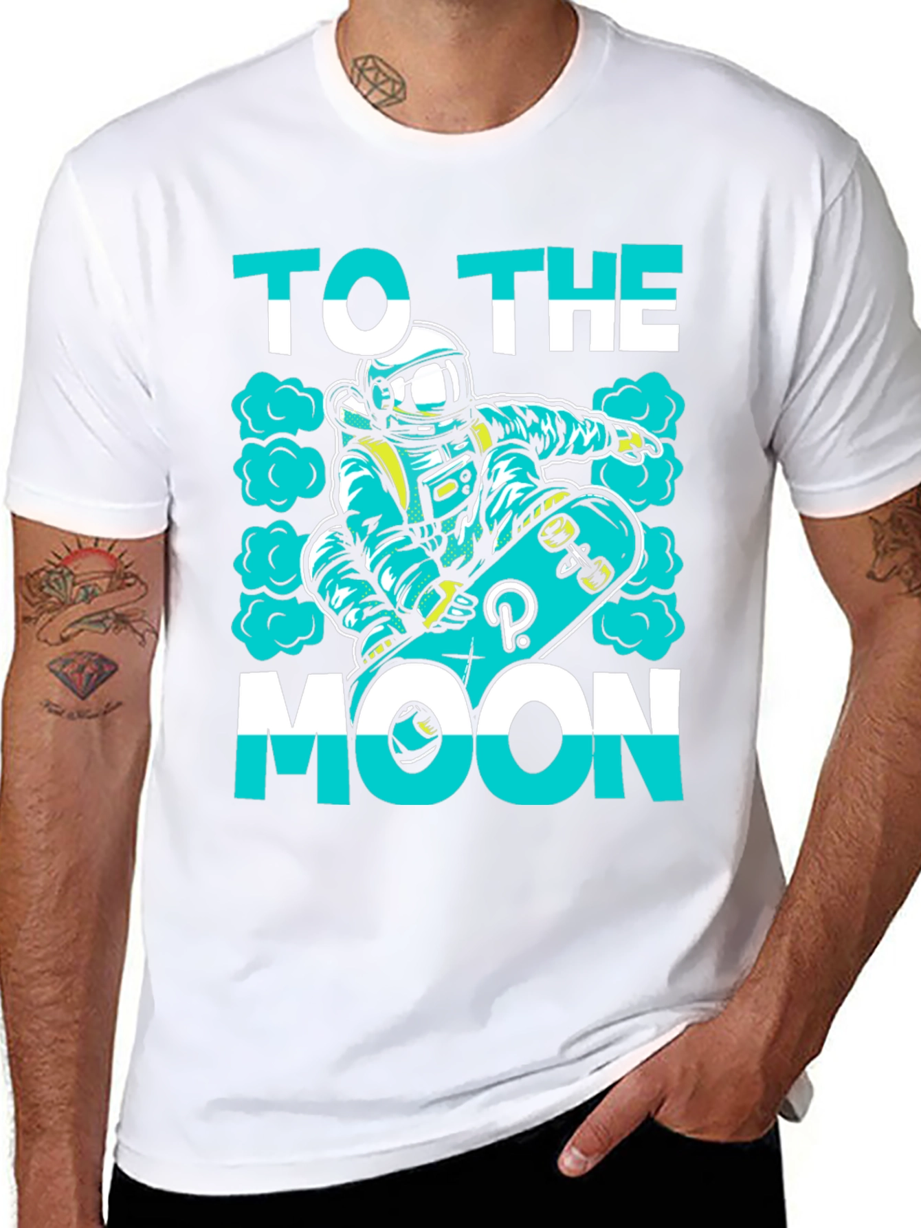 To The Moon T-Shirt | Astronaut Skateboard Graphic