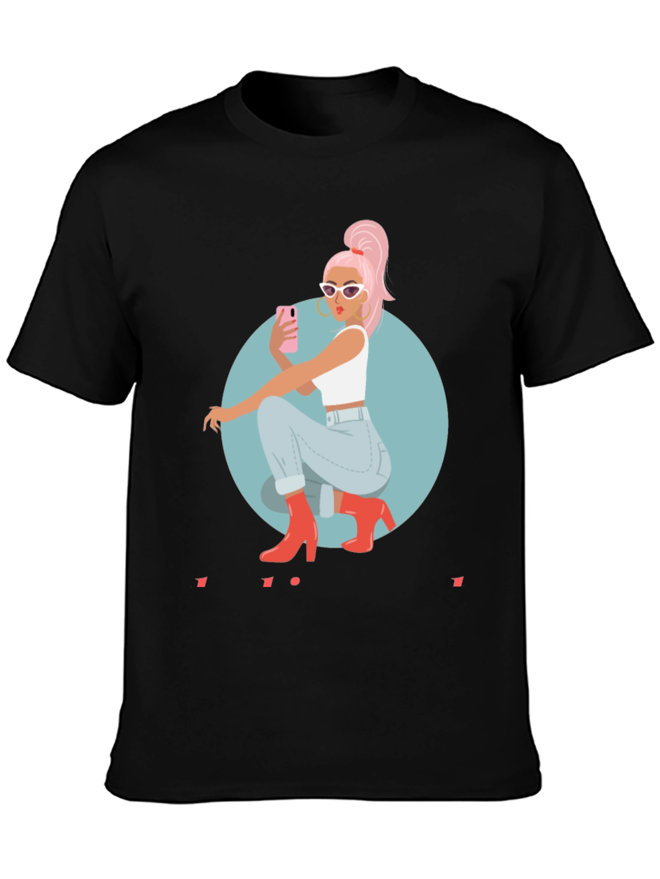 Trendy Woman Graphic Tee - Selfie Time