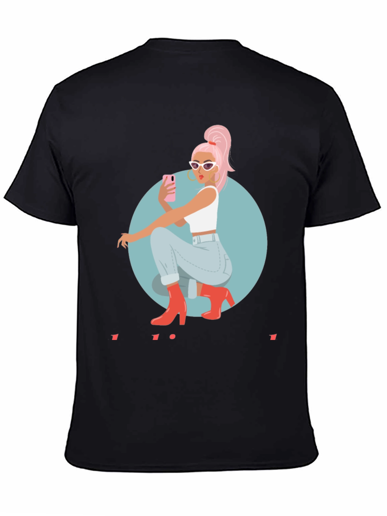 Trendy Woman Graphic Tee - Selfie Time