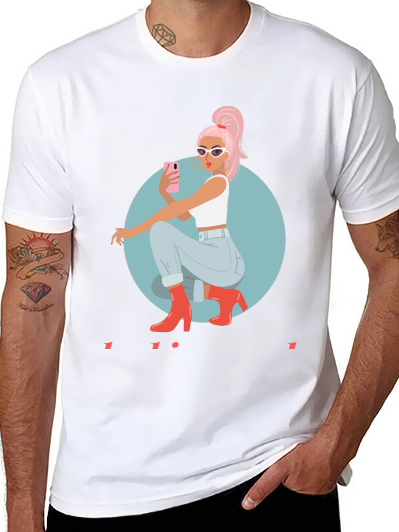 Trendy Woman Graphic Tee - Selfie Time