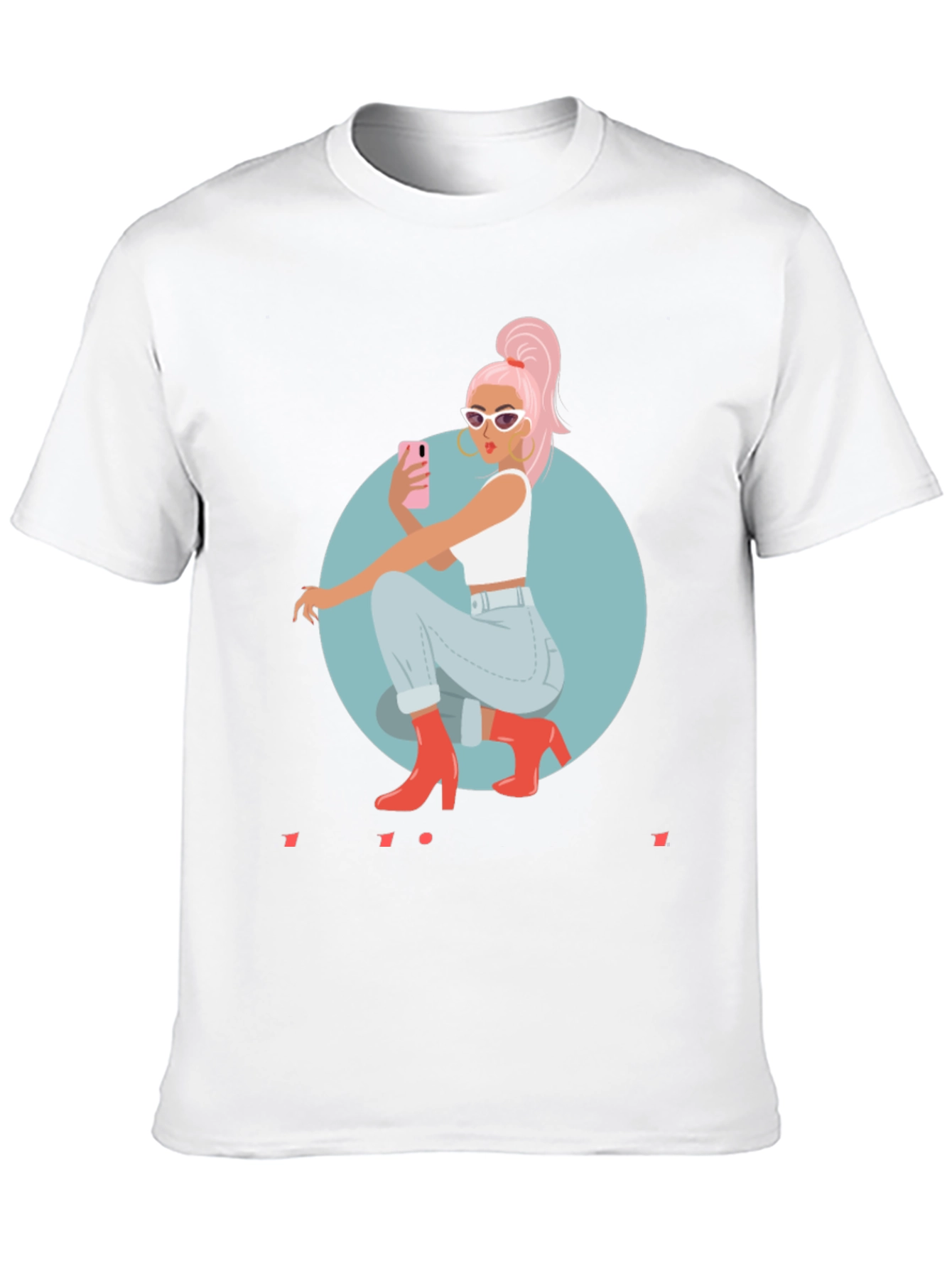 Trendy Woman Graphic Tee - Selfie Time