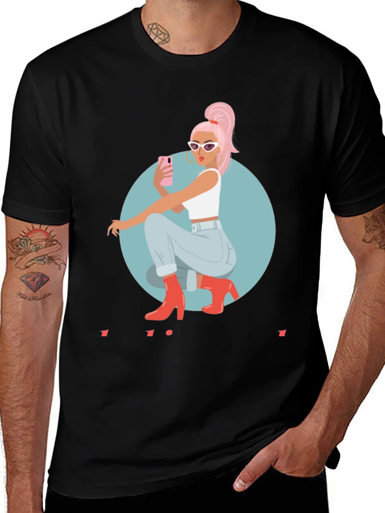 Trendy Woman Graphic Tee - Selfie Time