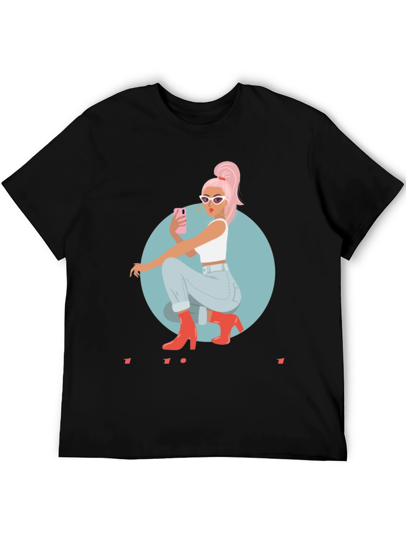 Trendy Woman Graphic Tee - Selfie Time