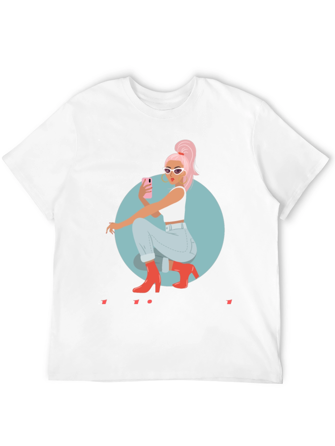 Trendy Woman Graphic Tee - Selfie Time