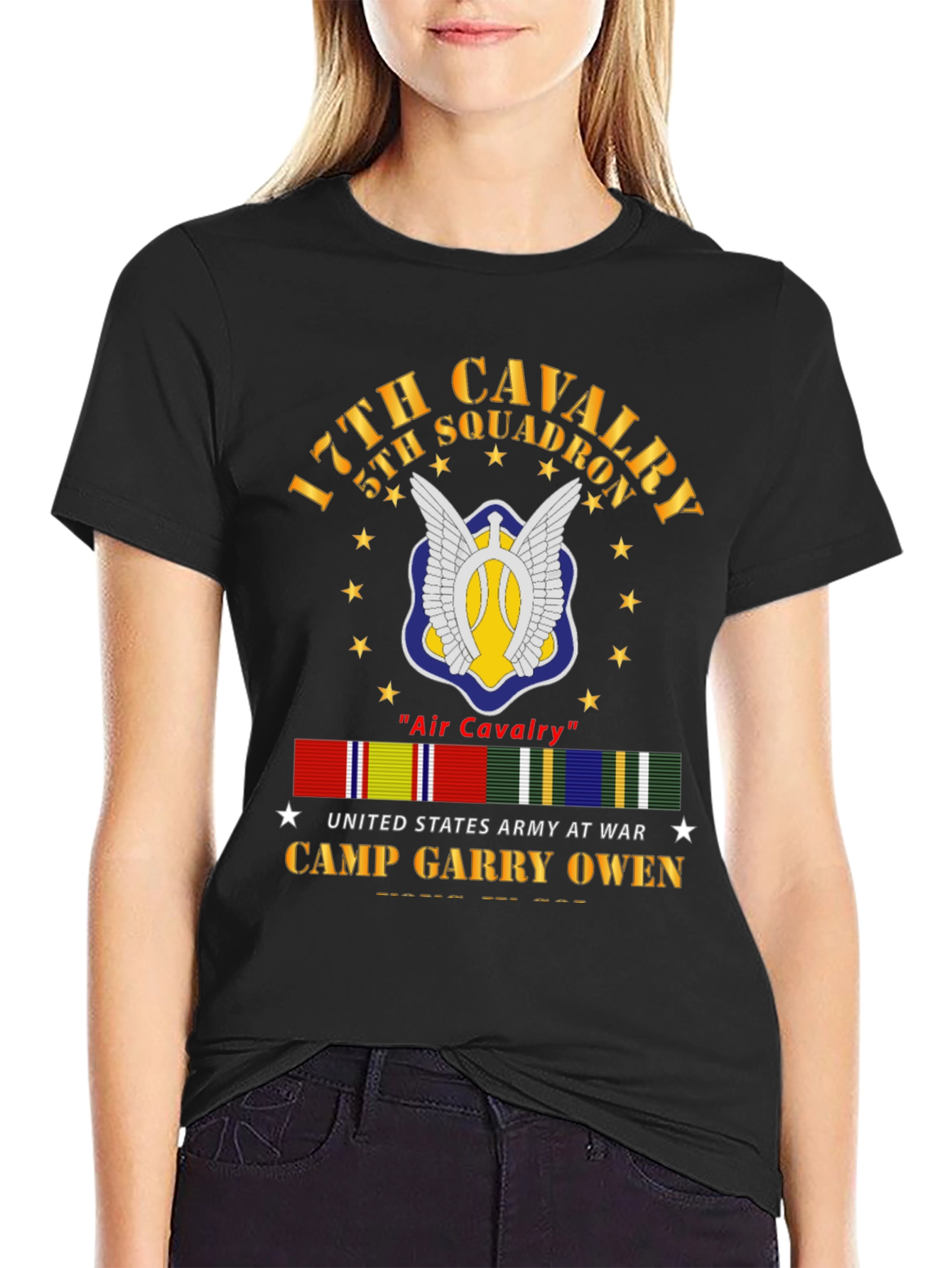 17th Cavalry 5th Squadron Black T-Shirt
