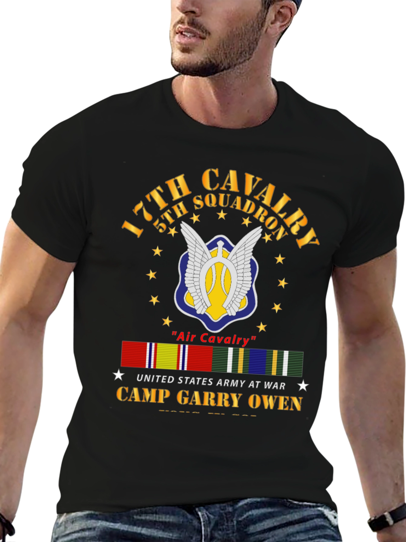 17th Cavalry 5th Squadron Black T-Shirt