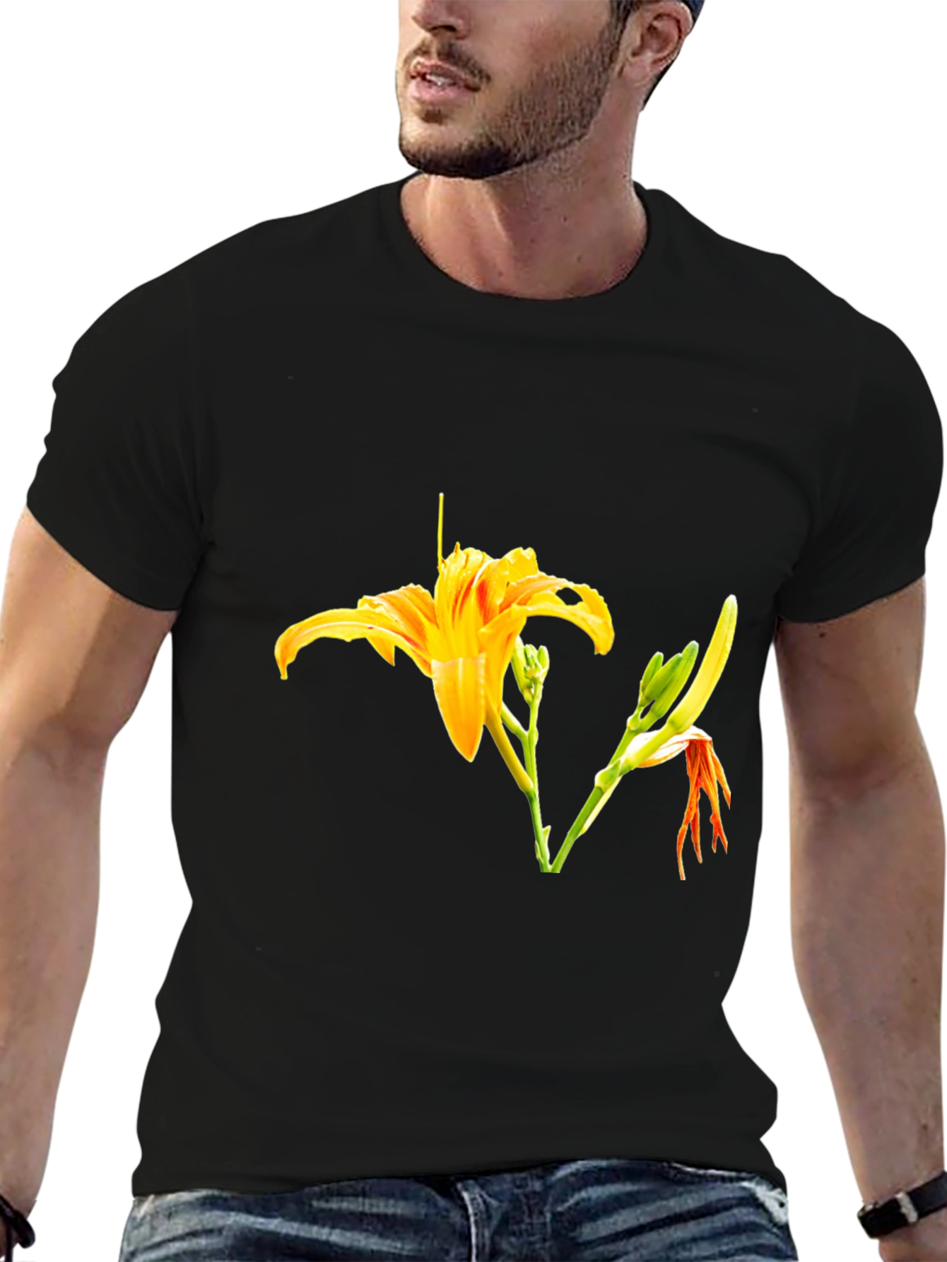 Floral Print Black T-Shirt - Stylish Casual Wear