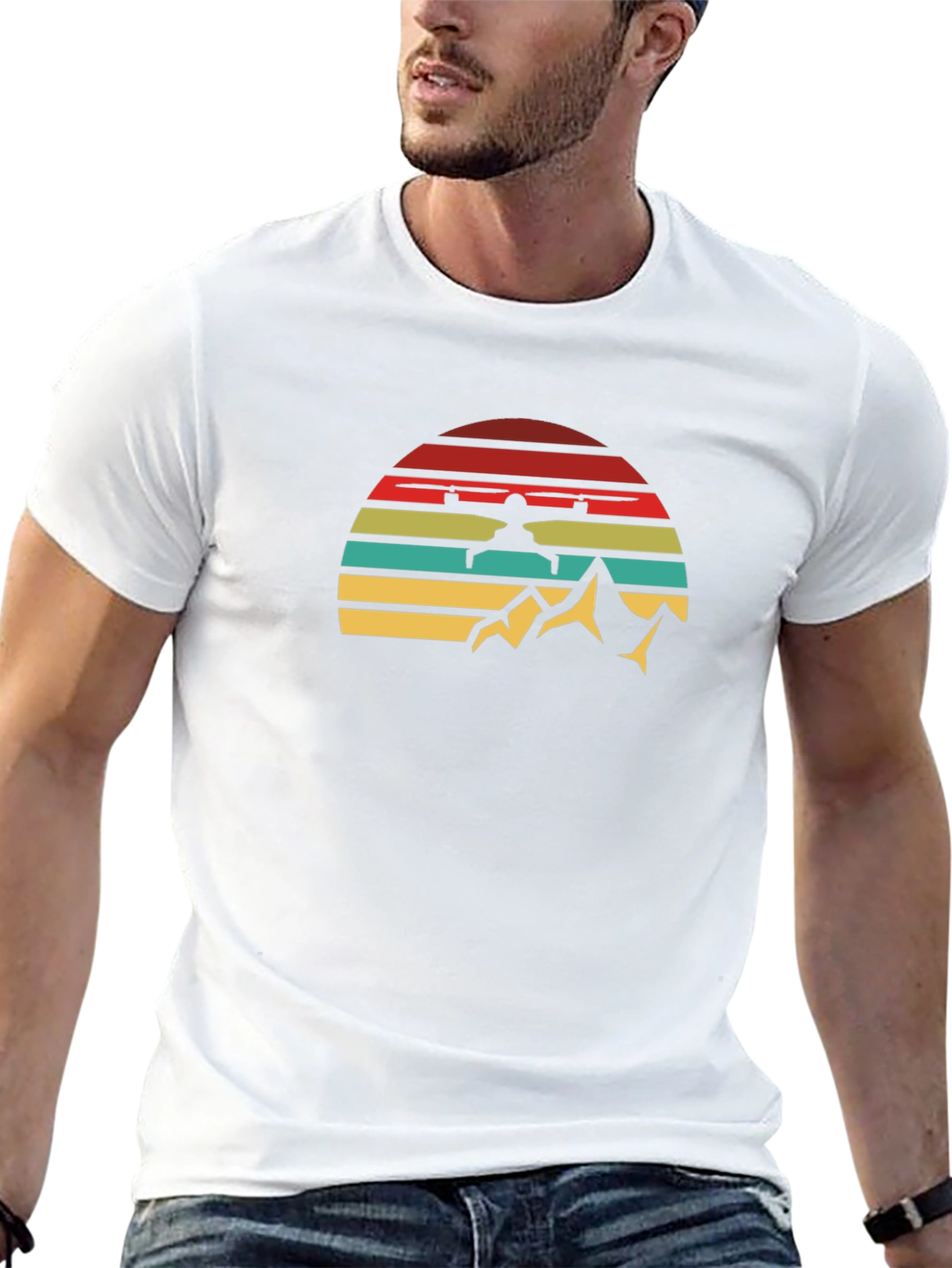 Retro Drone Pilot Mountain T-Shirt