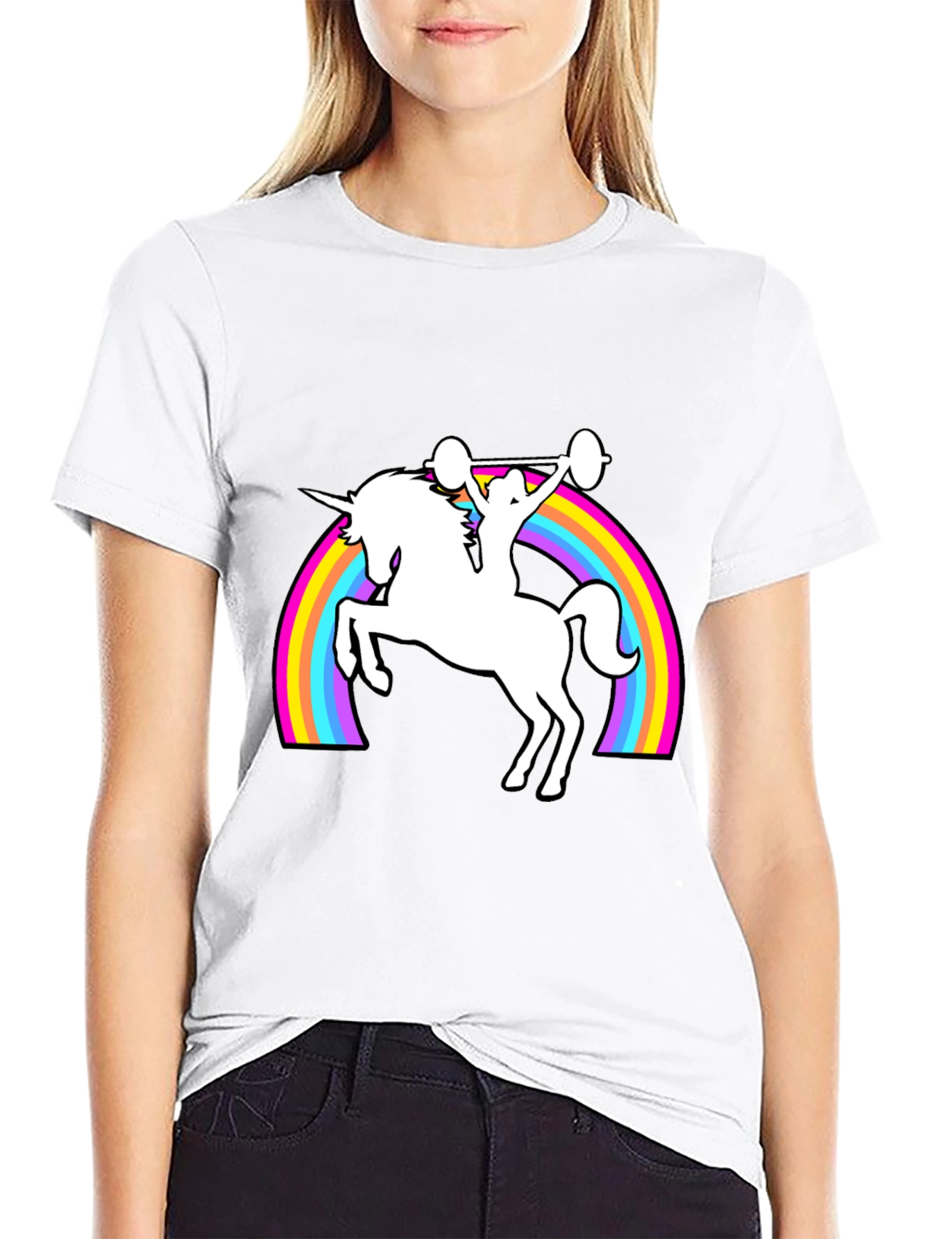 Unicorn Weightlifting Rainbow T-Shirt