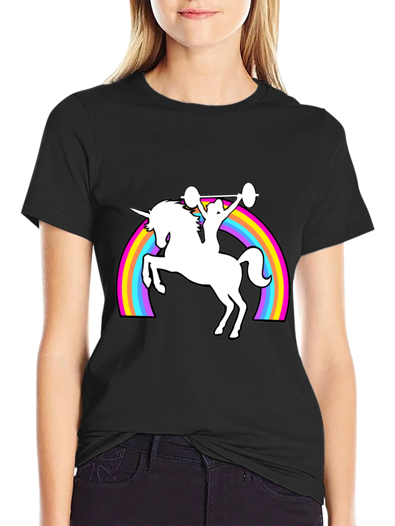 Unicorn Weightlifting Rainbow T-Shirt